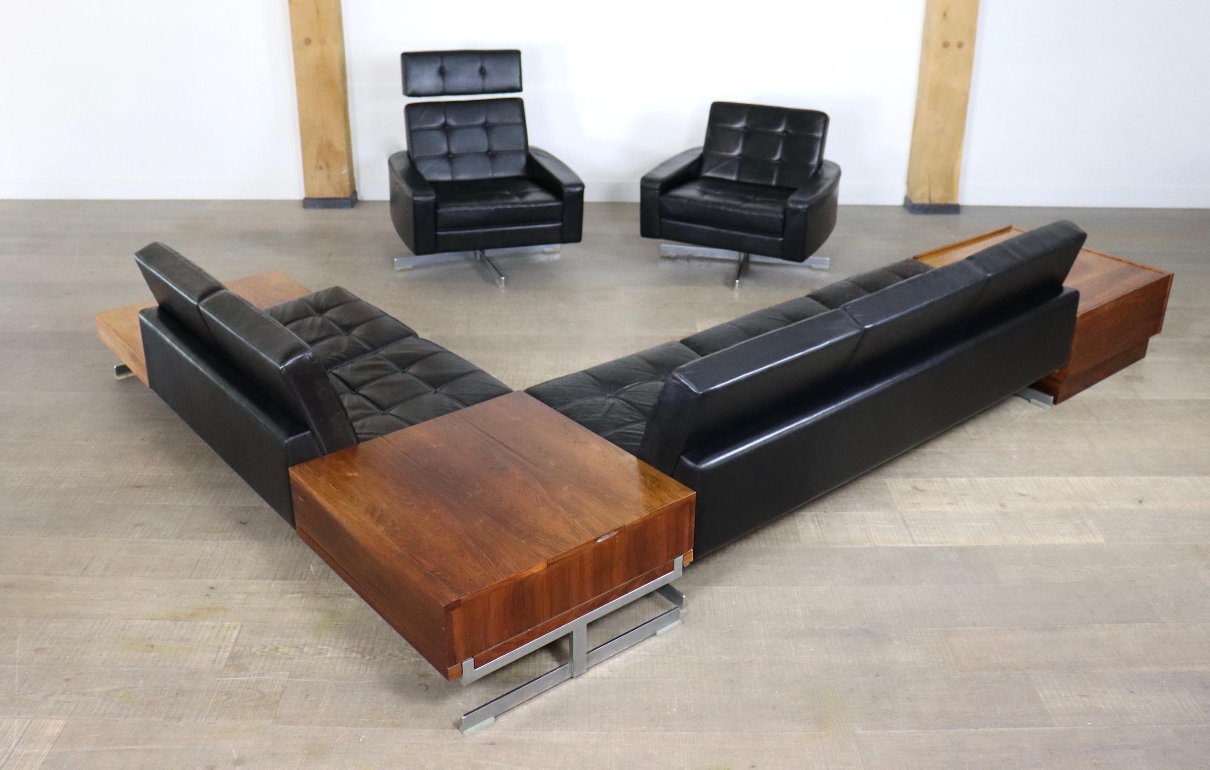 1st Edition leather ‘Pluraform’ sofa set by Rolf Benz, 1964 3