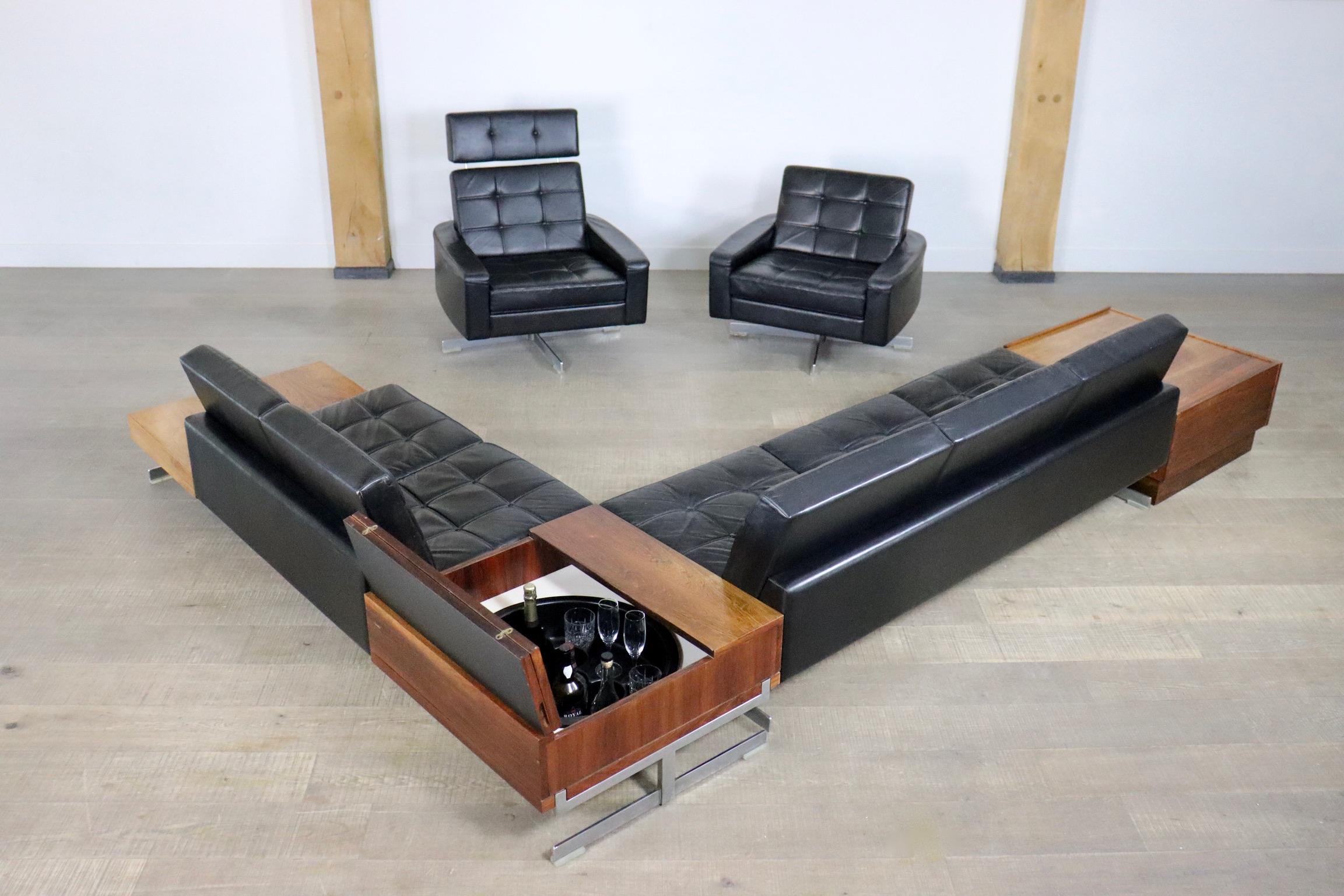 1st Edition leather ‘Pluraform’ sofa set by Rolf Benz, 1964 4