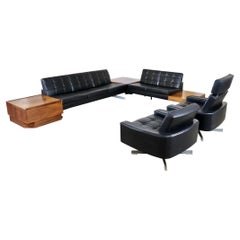 Retro 1st Edition leather ‘Pluraform’ sofa set by Rolf Benz, 1964
