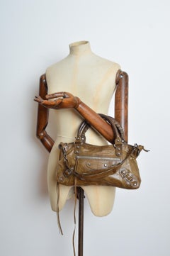 1st Edition Motorcycle BALENCIAGA Mud Brown / Khaki Leather City Shoulder Bag