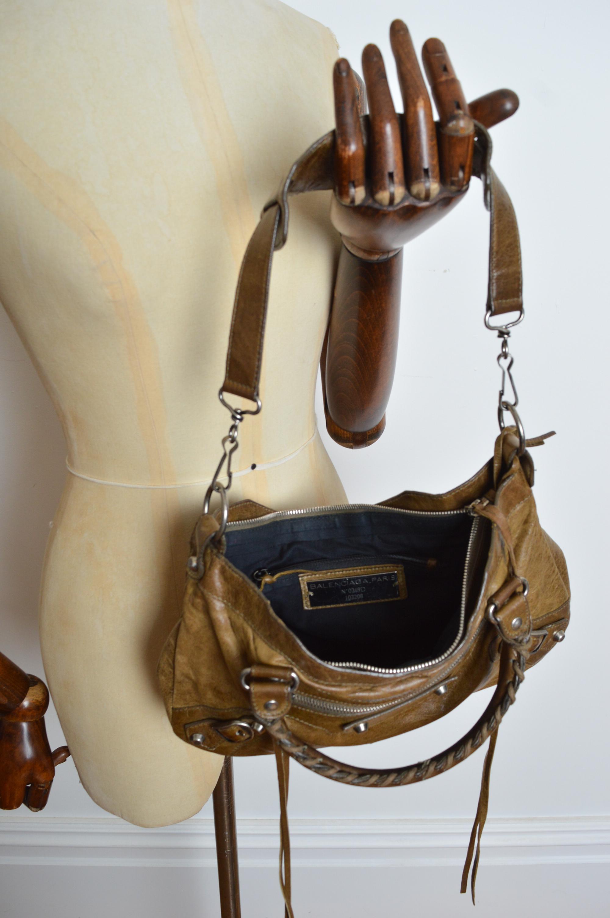 1st Edition Motorcycle BALENCIAGA Mud Brown / Khaki Leather City Shoulder Bag 3