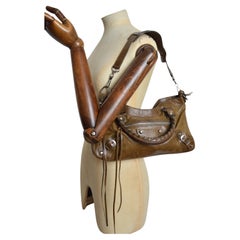 1st Edition Motorcycle BALENCIAGA Mud Brown / Khaki Leather City Shoulder Bag