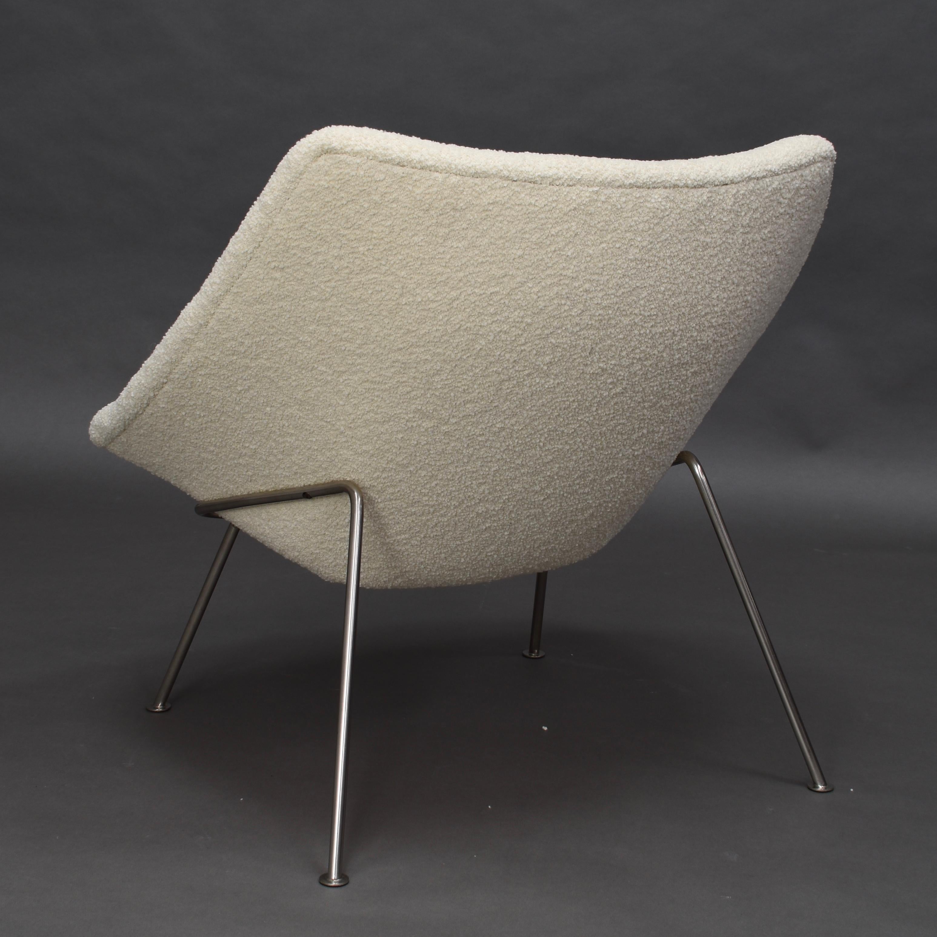 Stainless Steel 1st Edition Oyster Lounge Chair by Pierre Paulin Artifort New Upholstery, 1965 For Sale