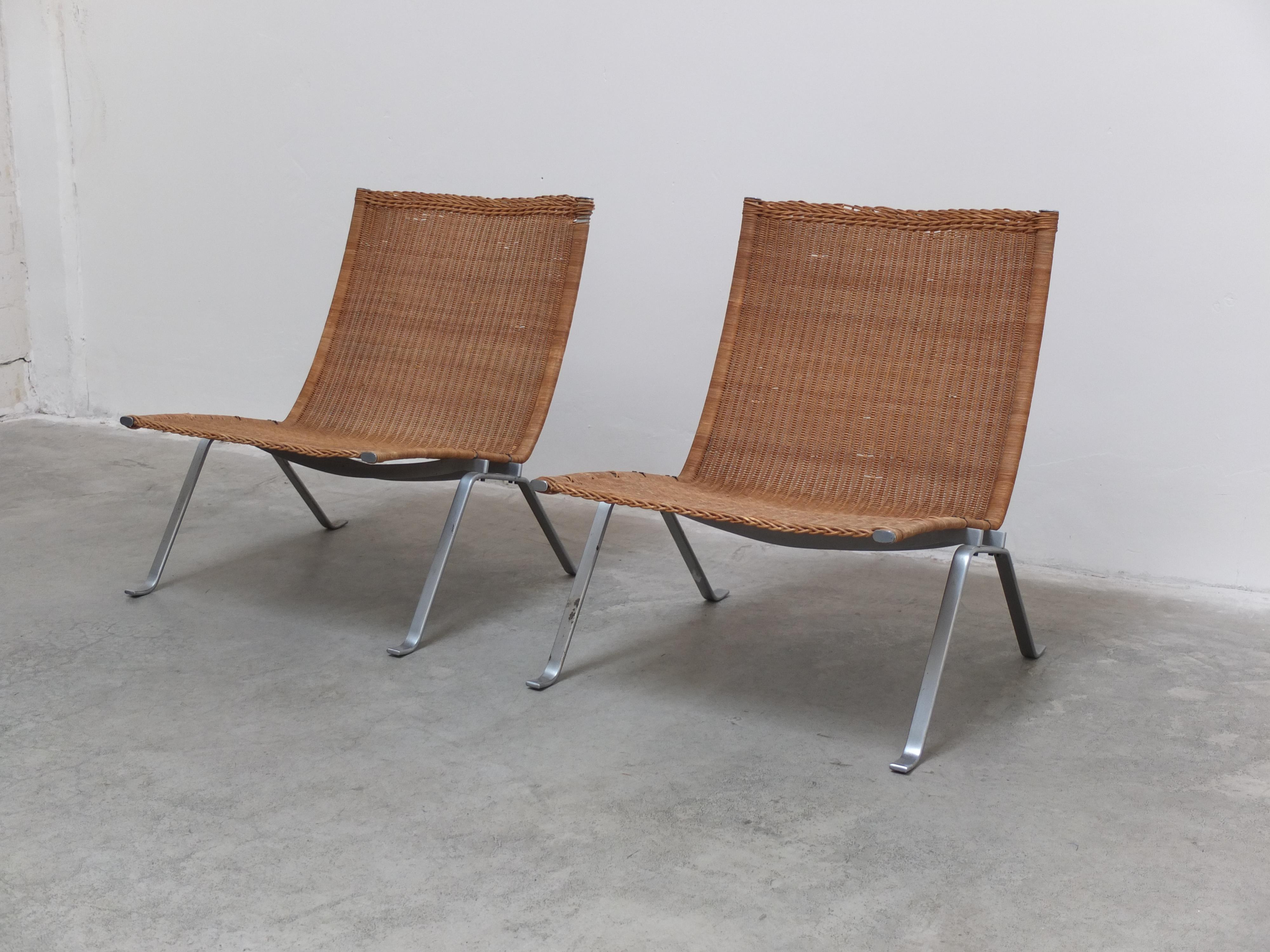 Paire de chaises 'PK22' de Poul Kjærholm pour E. Kold Christensen, 1958, première édition État moyen - En vente à Antwerpen, VAN