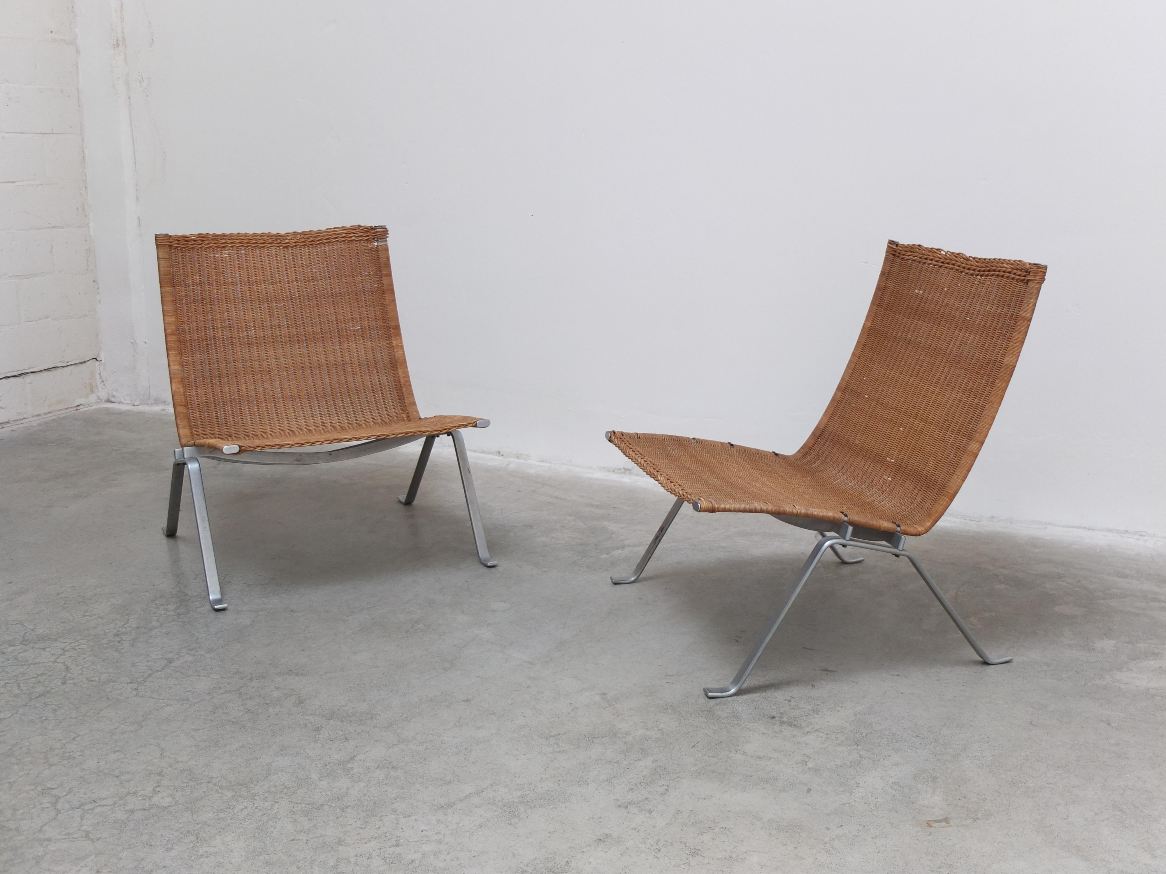 Métal Paire de chaises 'PK22' de Poul Kjærholm pour E. Kold Christensen, 1958, première édition en vente