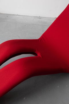 1st Edition Red Bouloum Chaise by Olivier Mourgue for Airborne