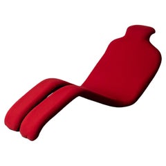1st Edition Red Bouloum Chaise by Olivier Mourgue for Airborne