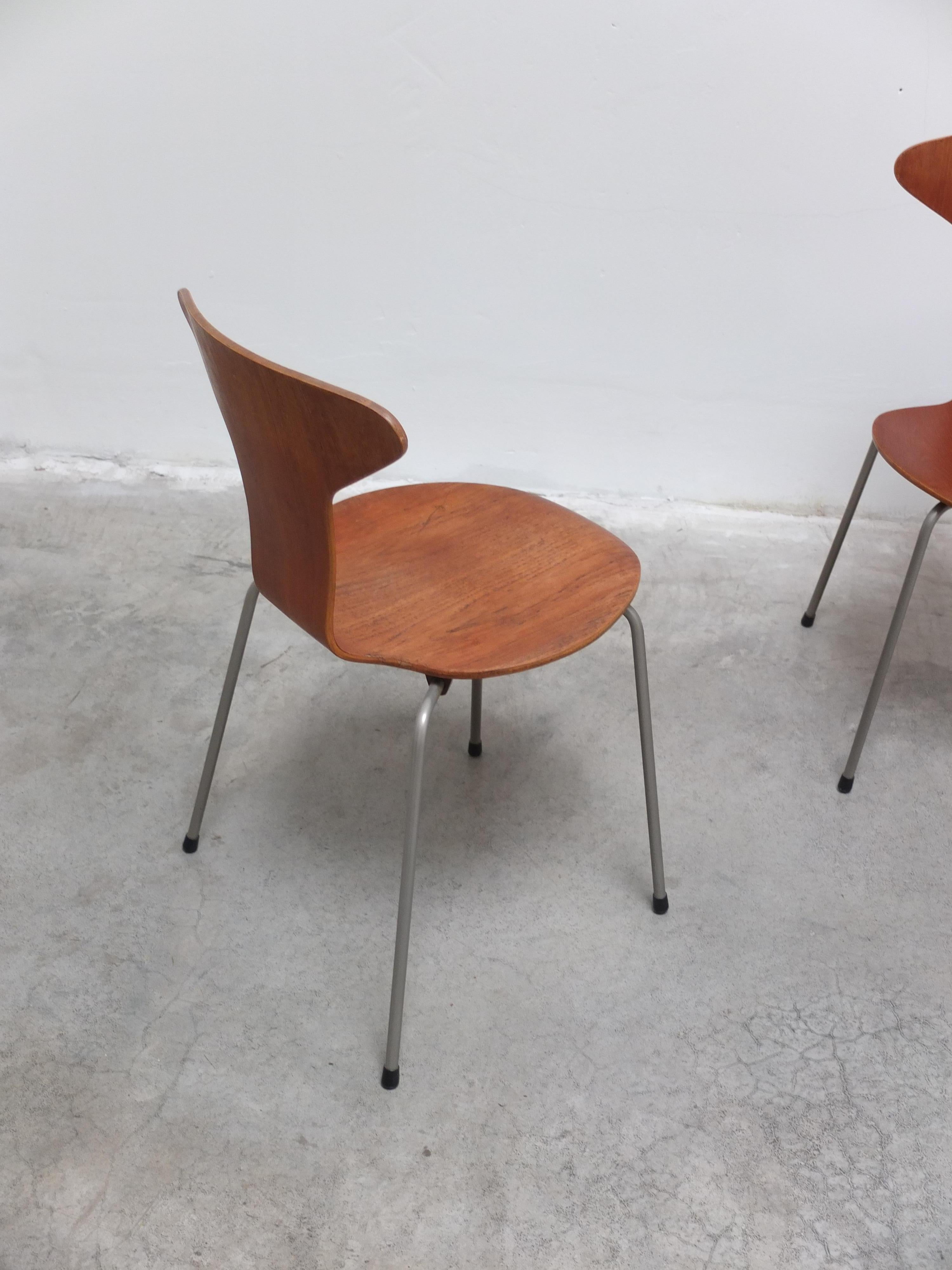 Satz von 4 „Mosquito“-Stühlen von Arne Jacobsen für Fritz Hansen, 1. Auflage, 1955 im Angebot 9