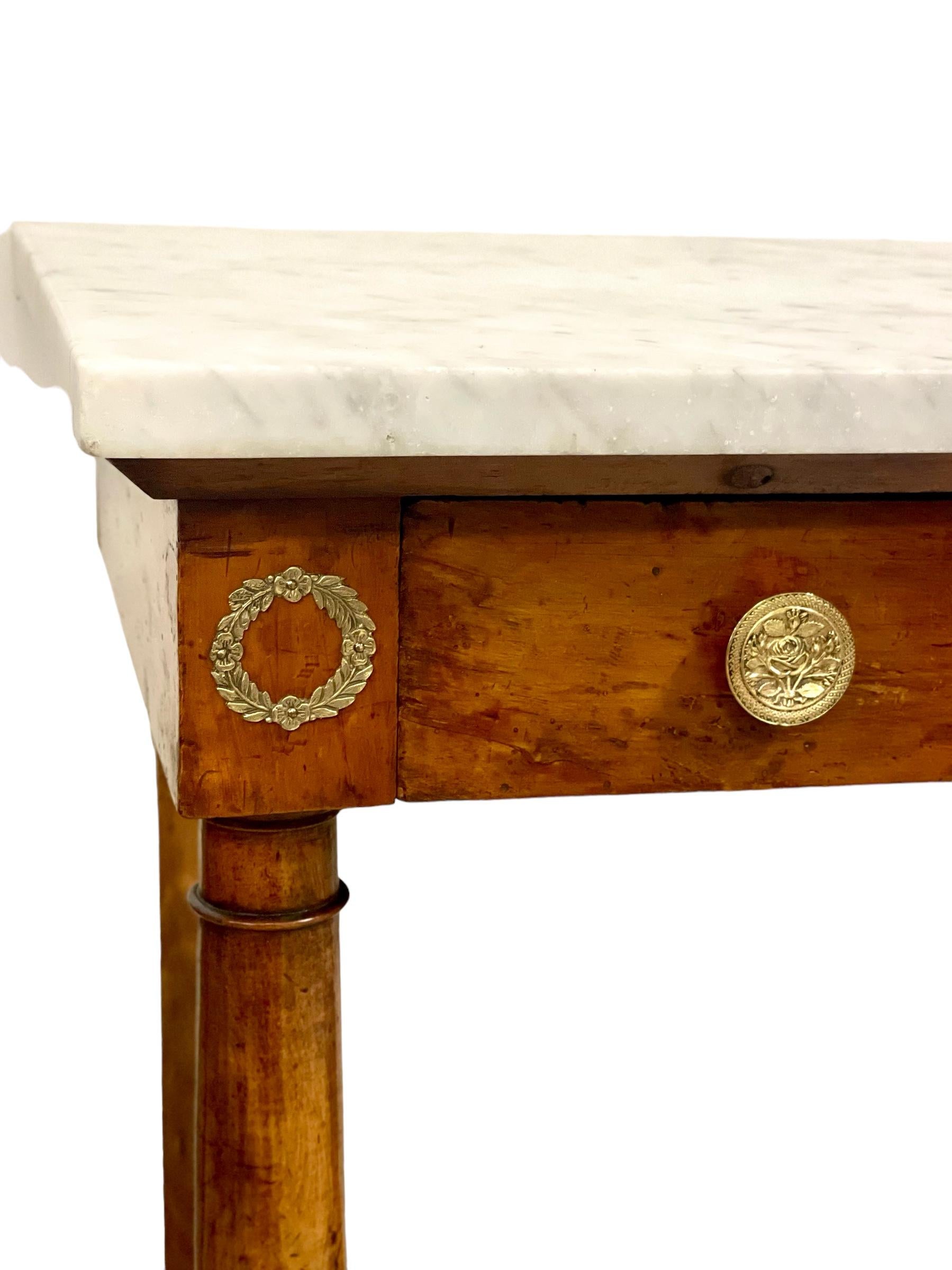 French Empire Period Console Table with Marble Top Dating from the Early 19th Century For Sale