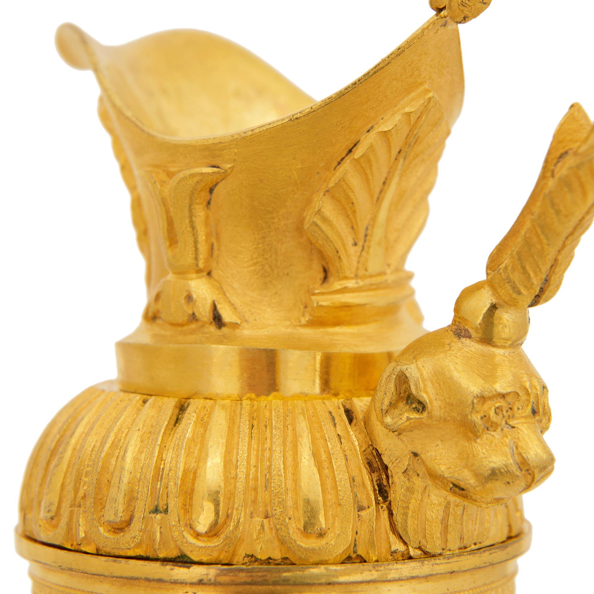 19th Century 1st Empire Period patinated Bronze and Ormolu candlesticks, circa 1805 For Sale