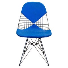 1st Gen Eames for Herman Miller DKR-2 Wire Eiffel Bikini Chair Blue Fabric 1951