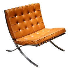 1st-Gen Knoll Associates Barcelona-Stuhl von Mies van der Rohe, doppelt signiert
