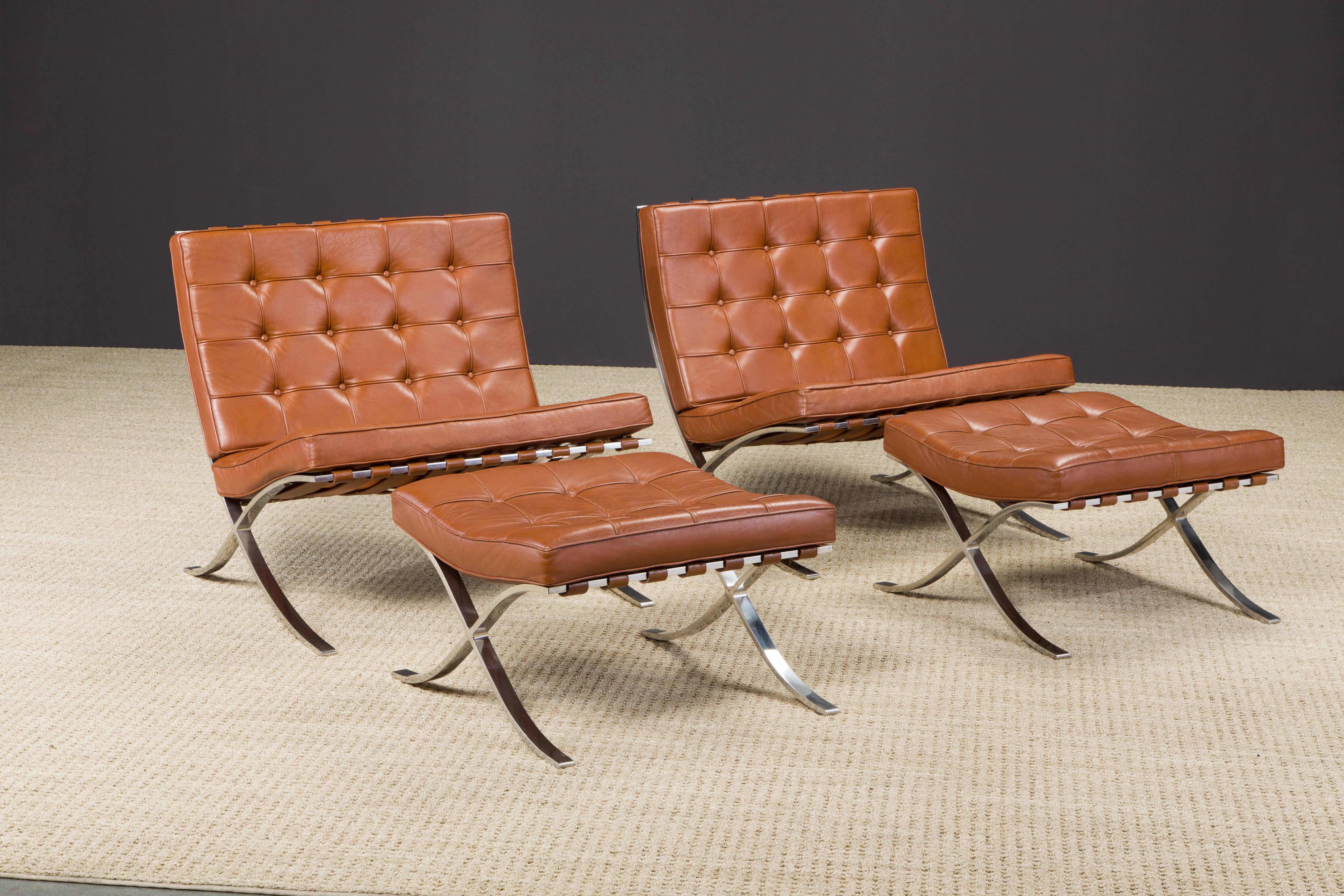 1st-Gen Knoll Barcelona Lounge Set by Mies Van Der Rohe, c. 1968, Double-Signed 11