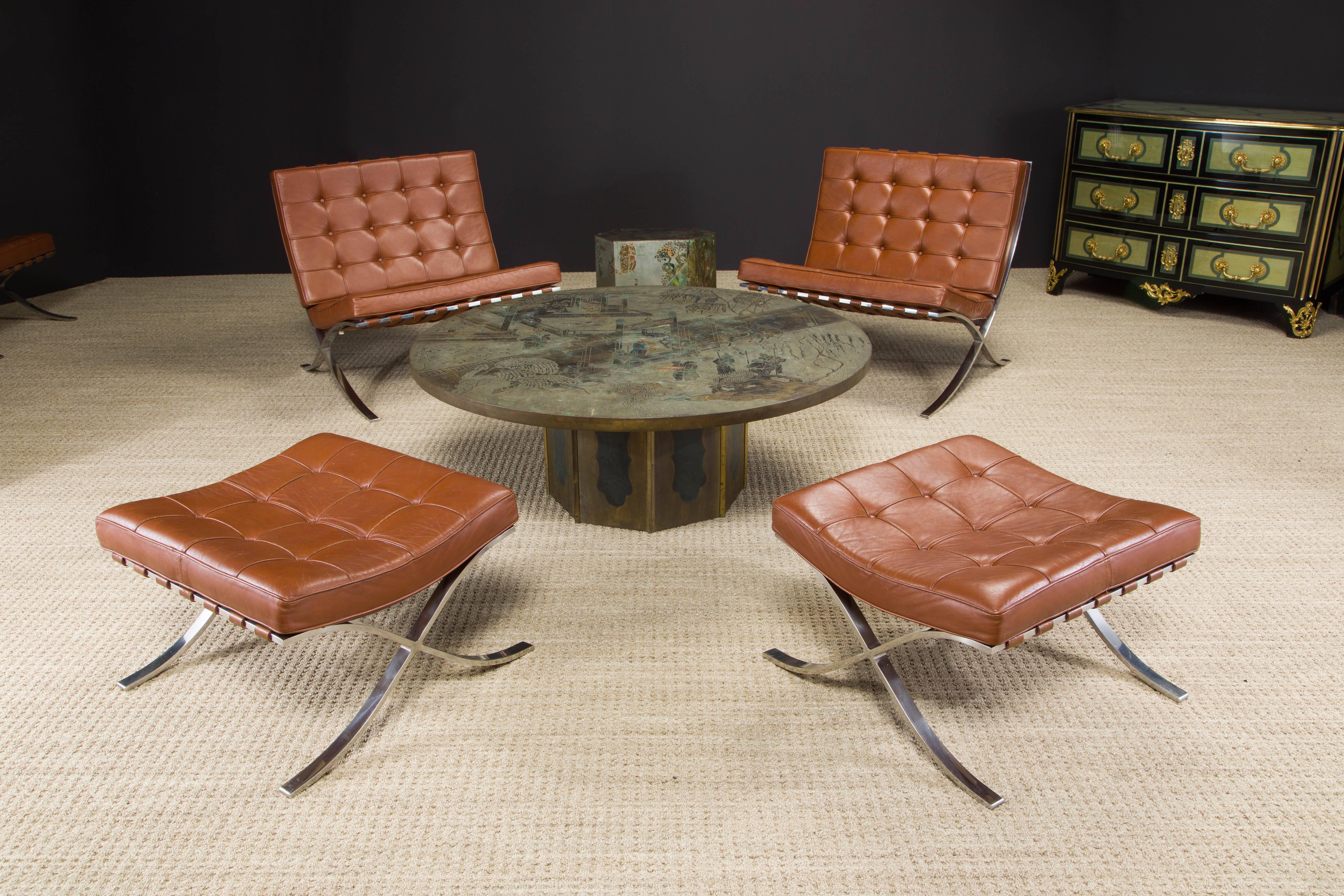 1st-Gen Knoll Barcelona Lounge Set by Mies Van Der Rohe, c. 1968, Double-Signed 12