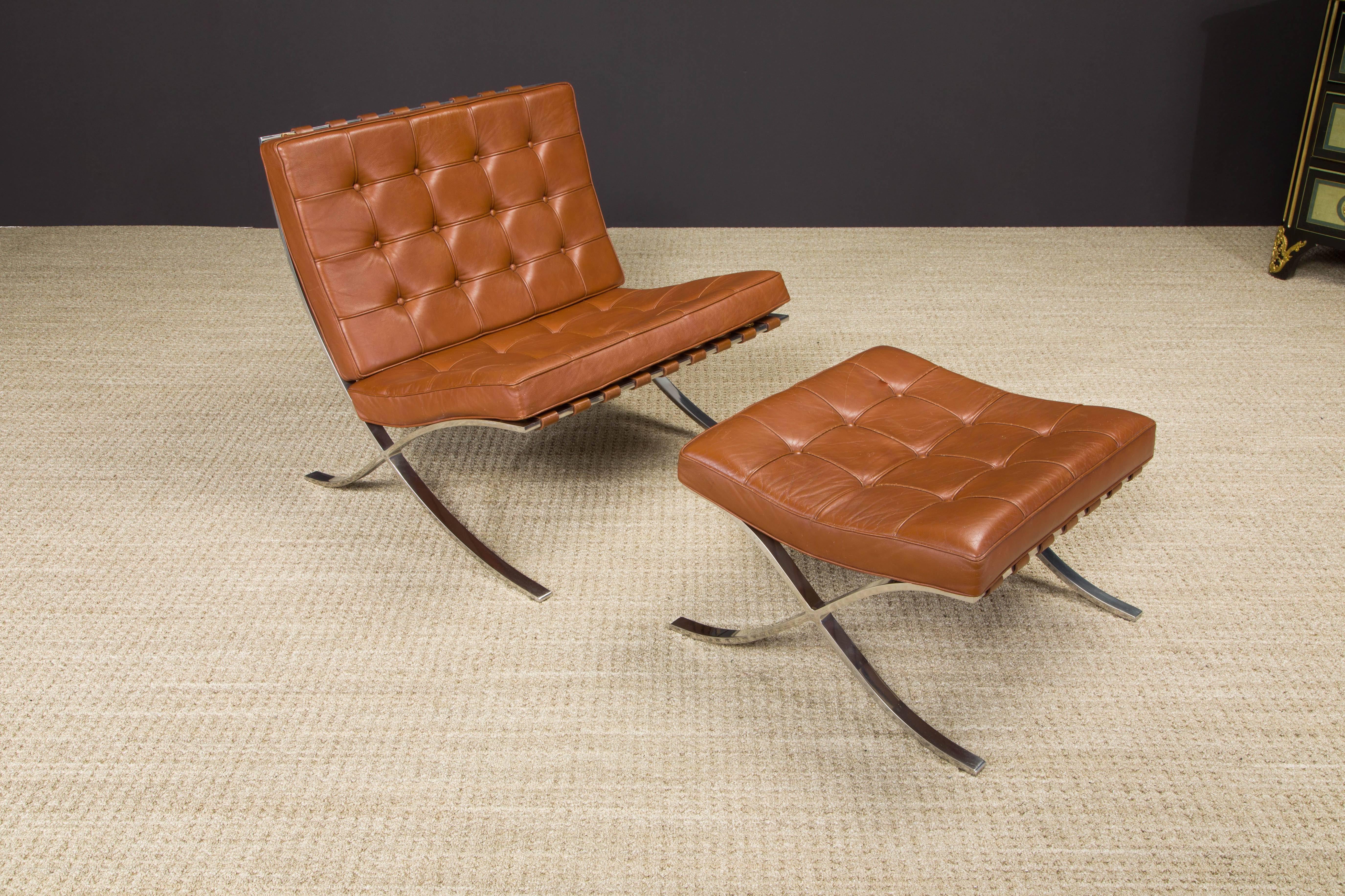 Mid-Century Modern 1st-Gen Knoll Barcelona Lounge Set by Mies Van Der Rohe, c. 1968, Double-Signed