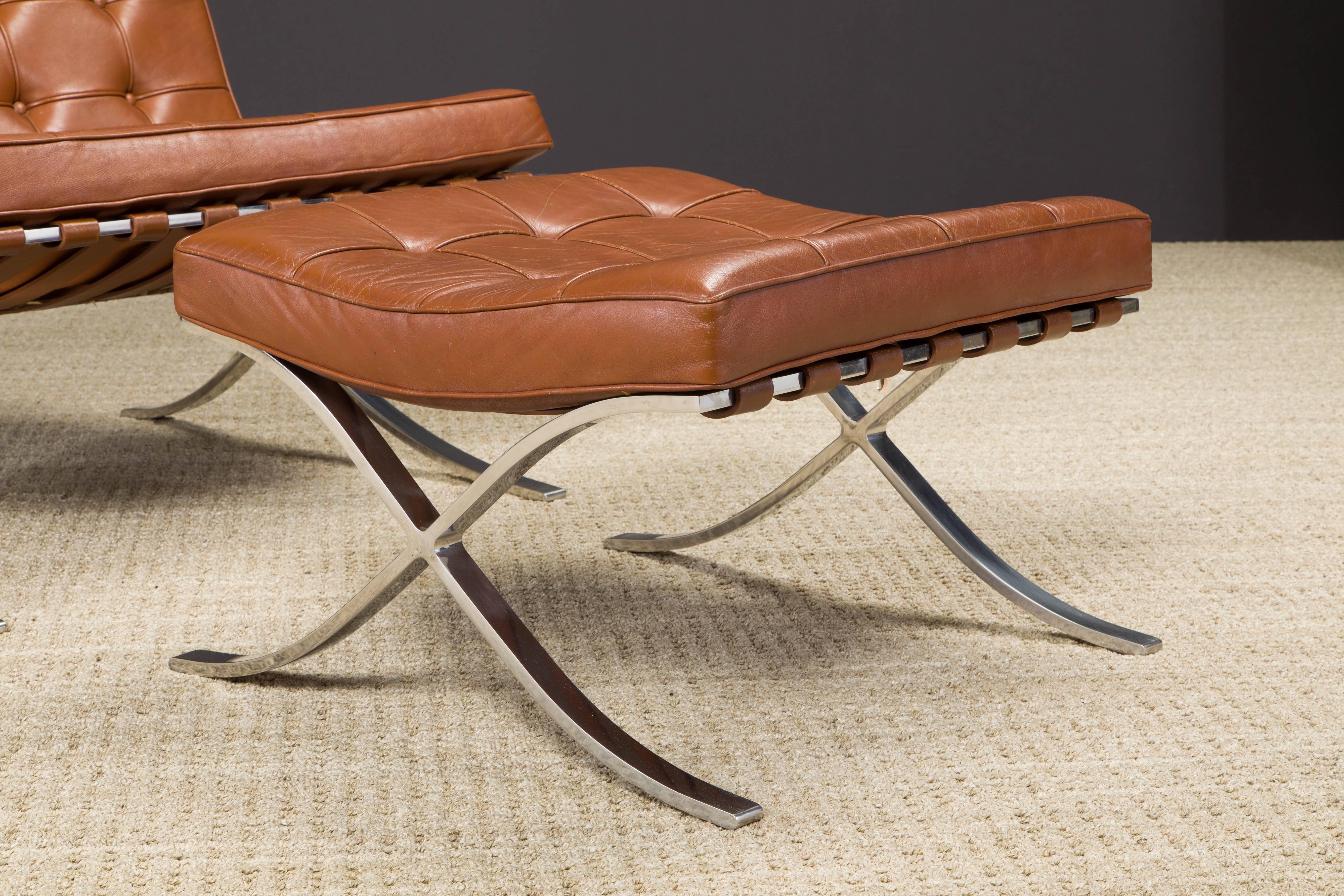 1st-Gen Knoll Barcelona Lounge Set by Mies Van Der Rohe, c. 1968, Double-Signed In Good Condition In Los Angeles, CA