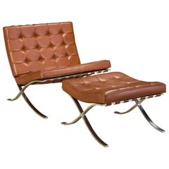 Ensemble de salon Barcelona 1st-Gen Knoll de Mies Van Der Rohe, vers 1968, Triple-Signé