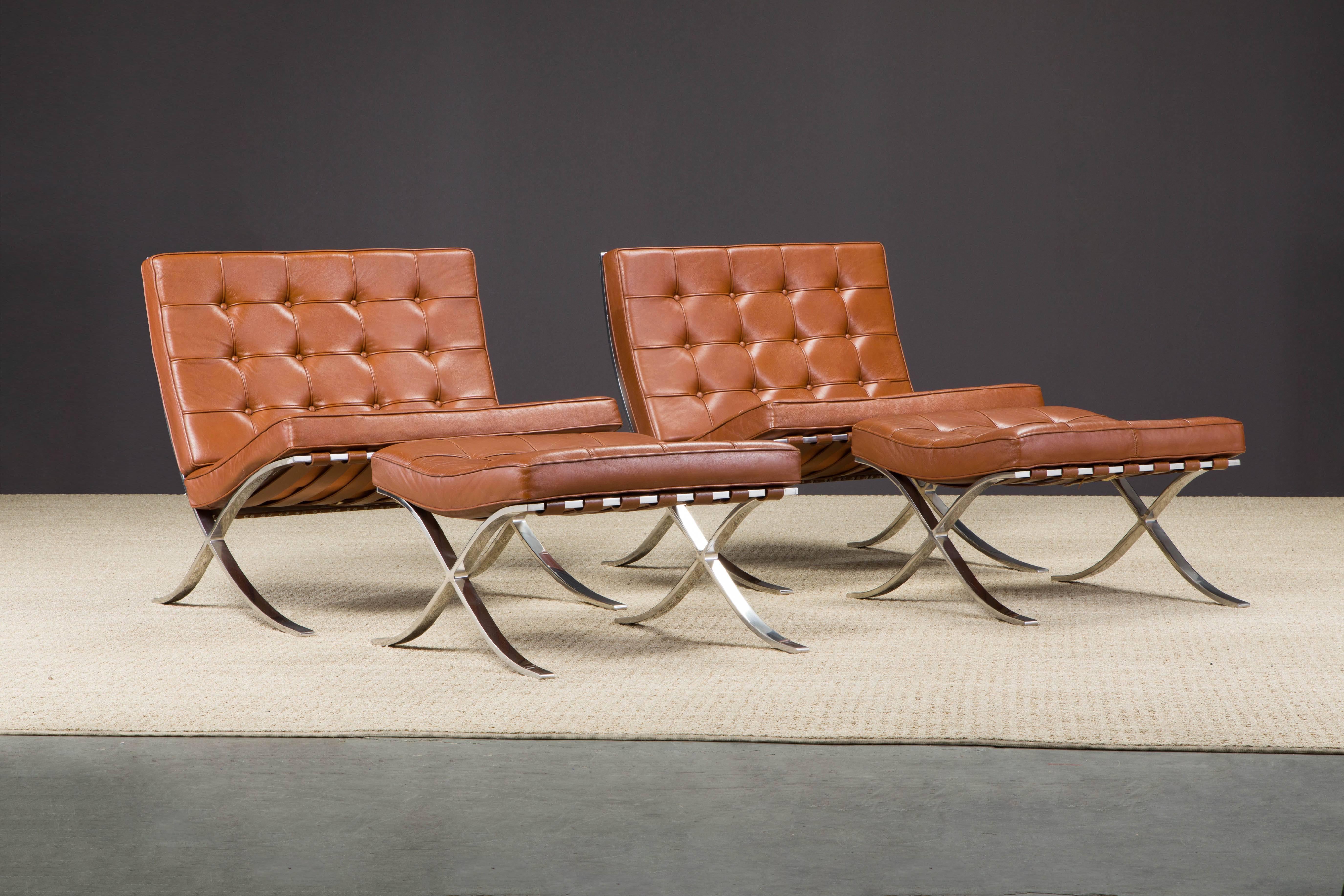 1st-Gen Triple-Signed Knoll Barcelona Lounge Set by Mies Van Der Rohe, c.  1968 at 1stDibs | famous furniture loungeset