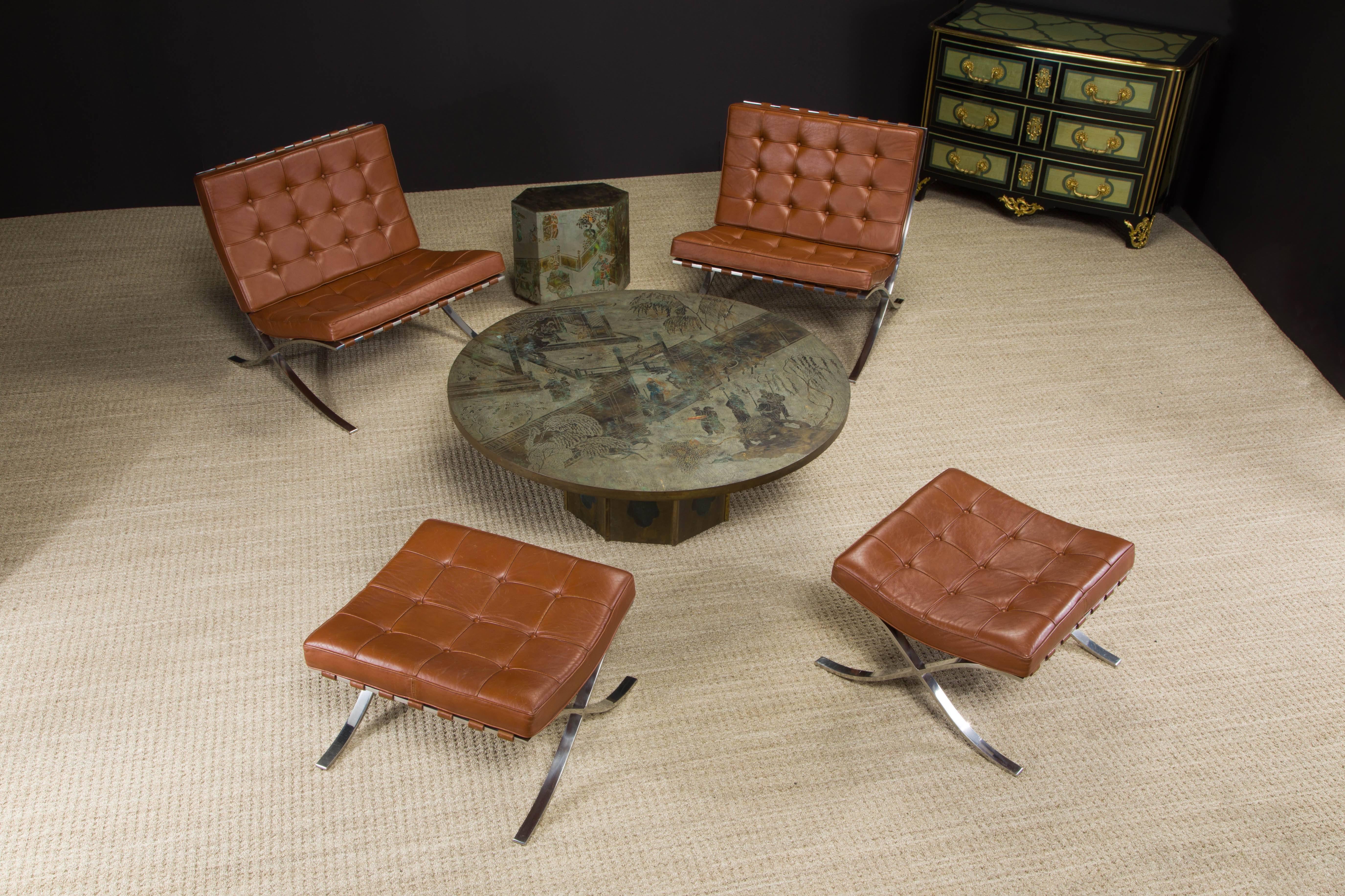 1st-Gen Triple-Signed Knoll Barcelona Lounge Set by Mies Van Der Rohe, c. 1968 In Good Condition In Los Angeles, CA