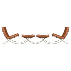 Ensemble de salon Knoll Barcelona de 1ère génération signé à trois reprises par Mies Van Der Rohe, vers 1968