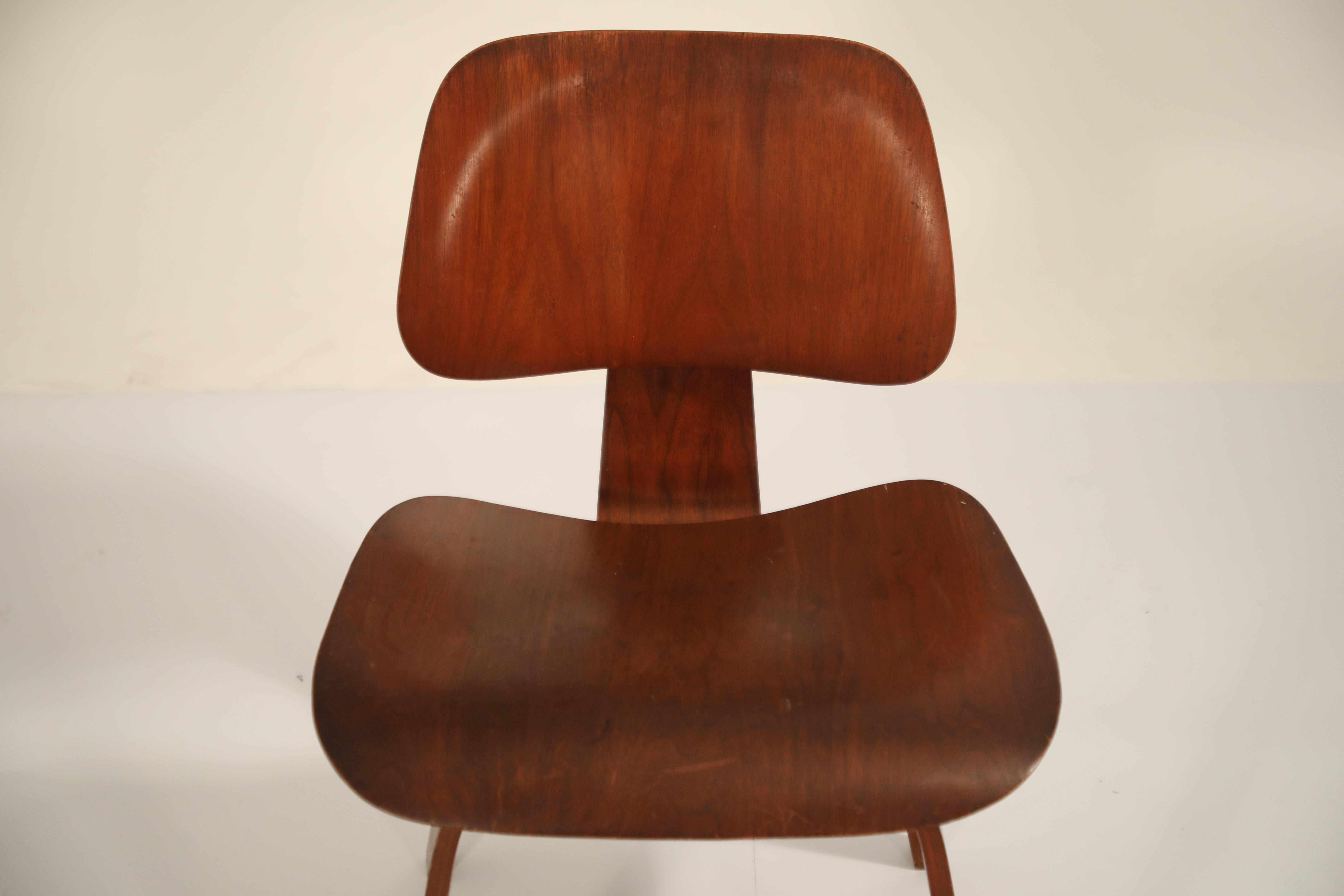 1st Generation Charles Eames for Evans Products Company DCW Chair, 1947, Signed 3