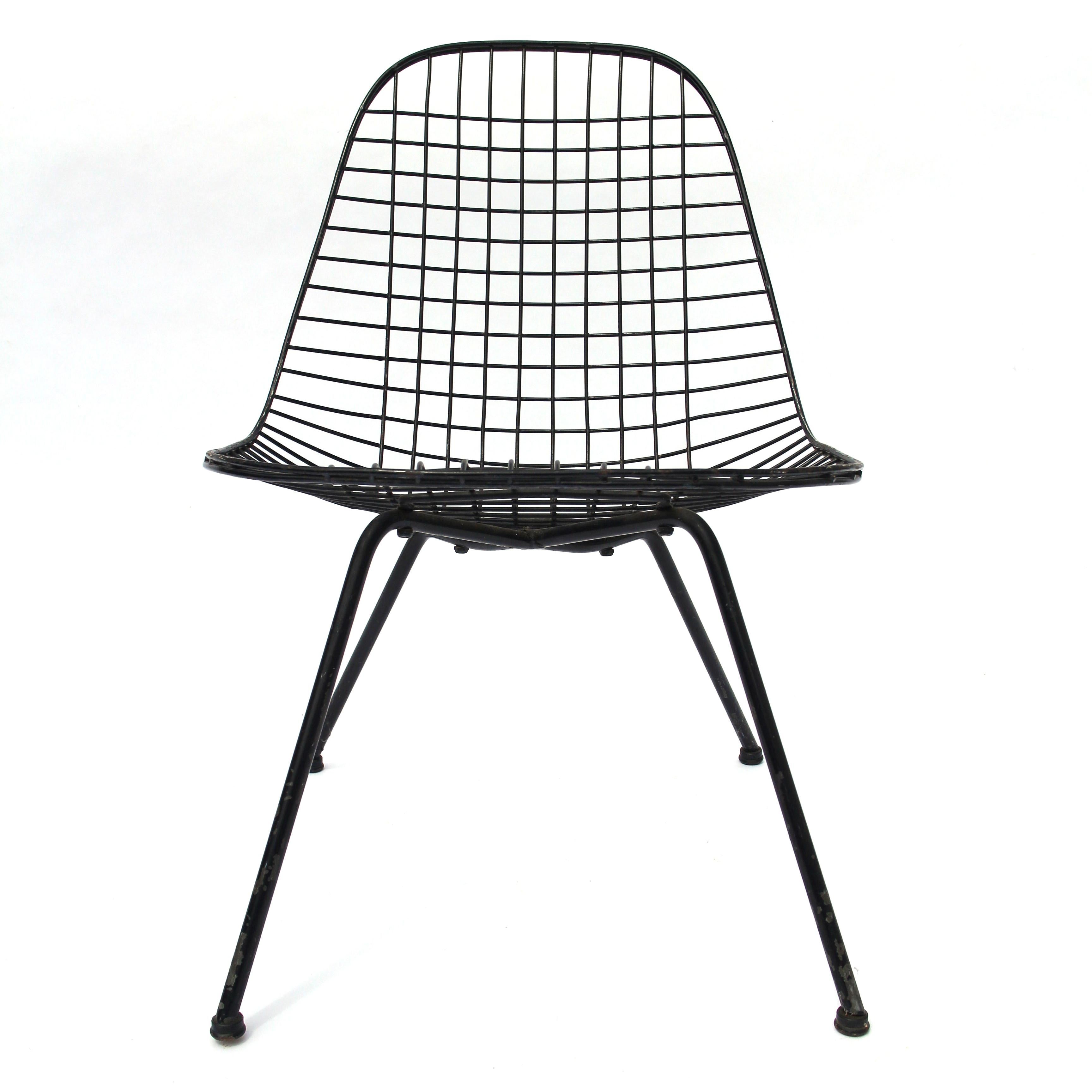 Americano Sedia laterale in rete metallica Eames LKX di prima generazione 1951 in vendita