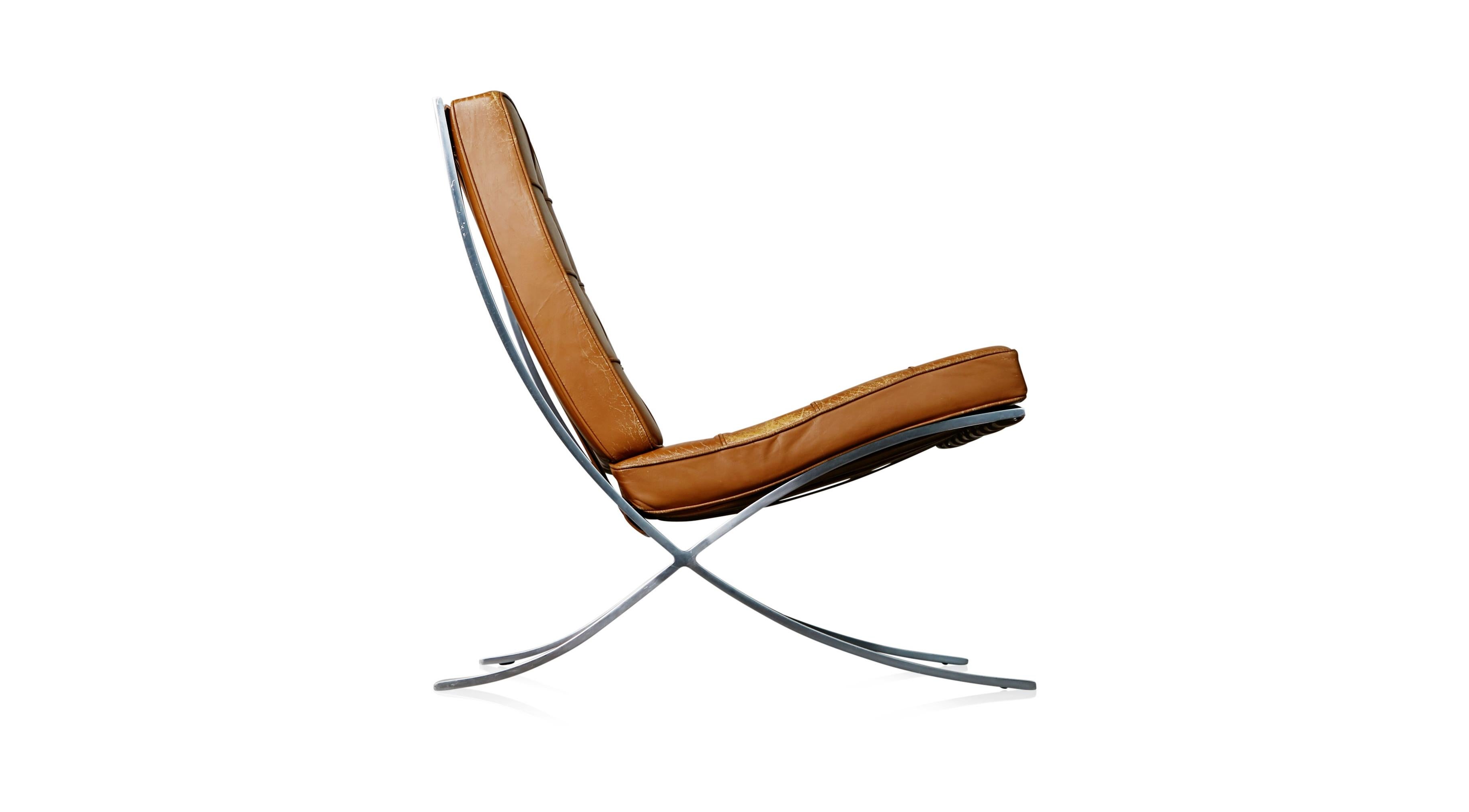 Mid-20th Century 1st Generation Knoll Associates Barcelona Chair by Mies van der Rohe, Signed 