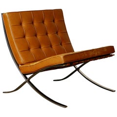 1st Generation Knoll Associates Barcelona Chair by Mies van der Rohe, Signed 