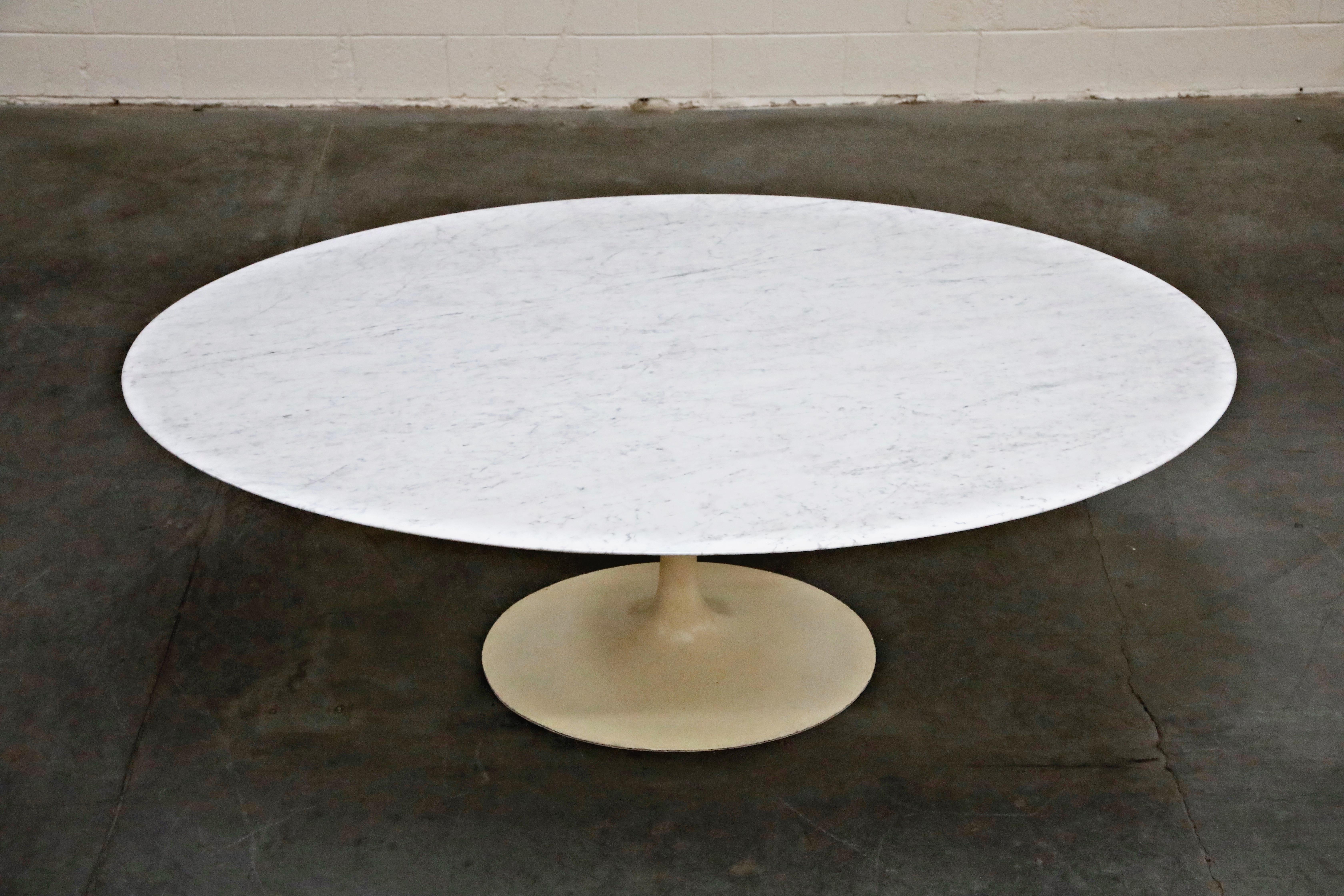 Mid-Century Modern 1st Generation Knoll Associates Marble Tulip Dining Table, 1950s, Triple Signed