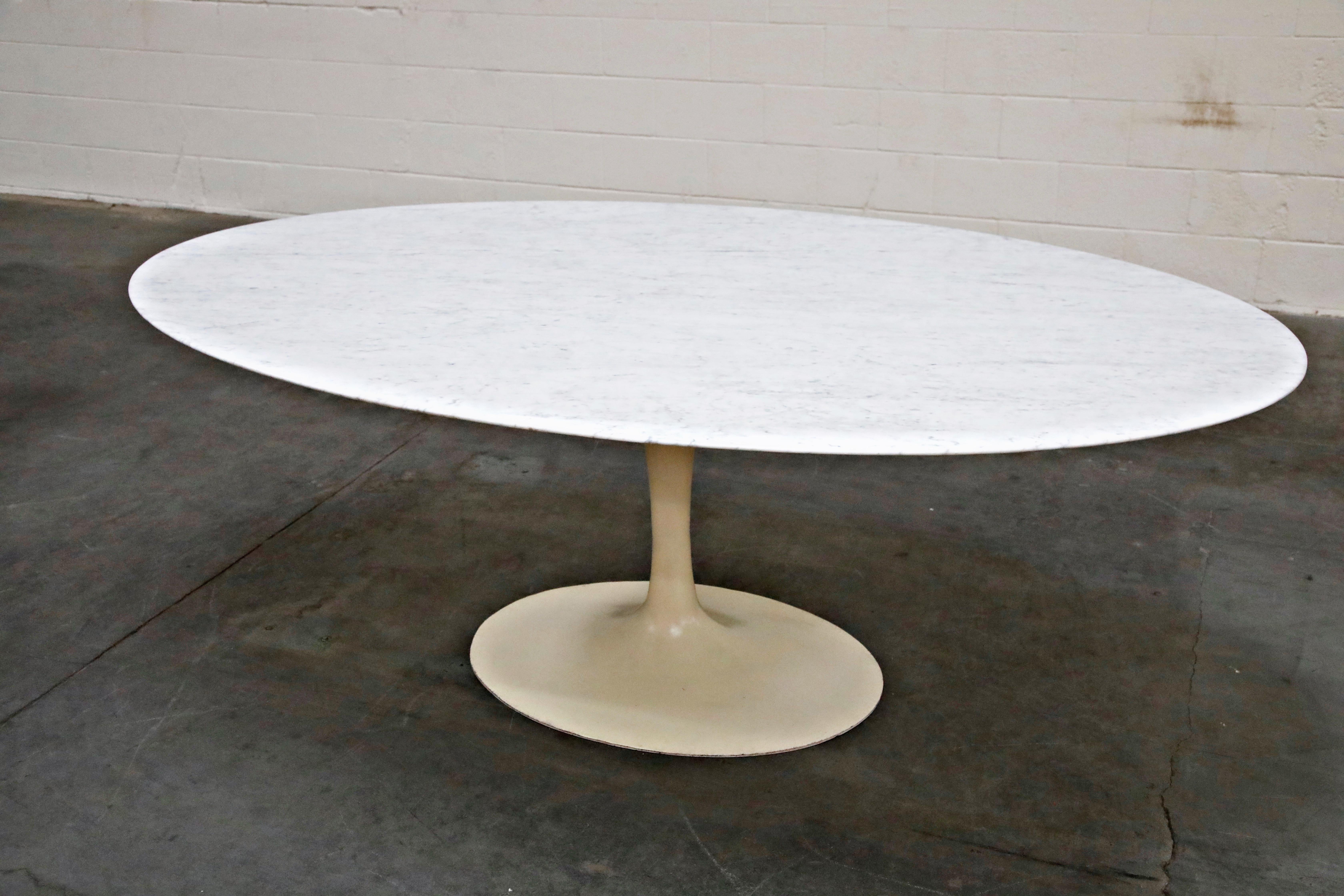 Cast 1st Generation Knoll Associates Marble Tulip Dining Table, 1950s, Triple Signed