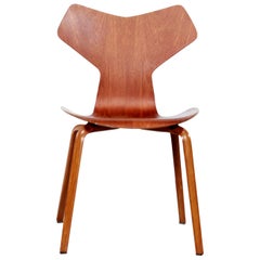 Vintage 1st Generation Teak Grand Prix Chair by Arne Jacobsen, Fritz Hansen Model 3130