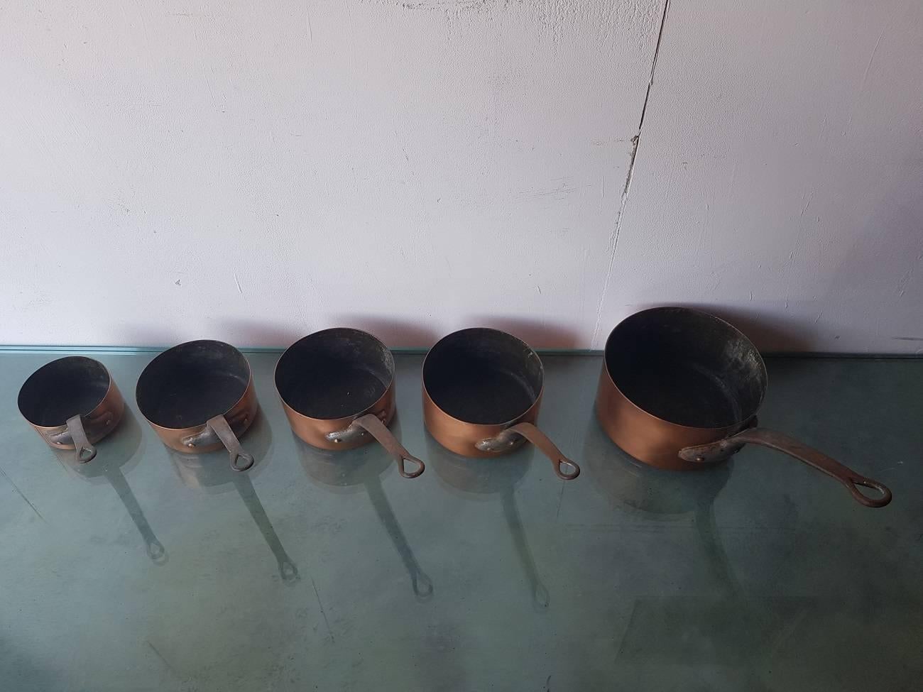 First Half of the 20th Century French Copper Pans In Excellent Condition In Raalte, NL