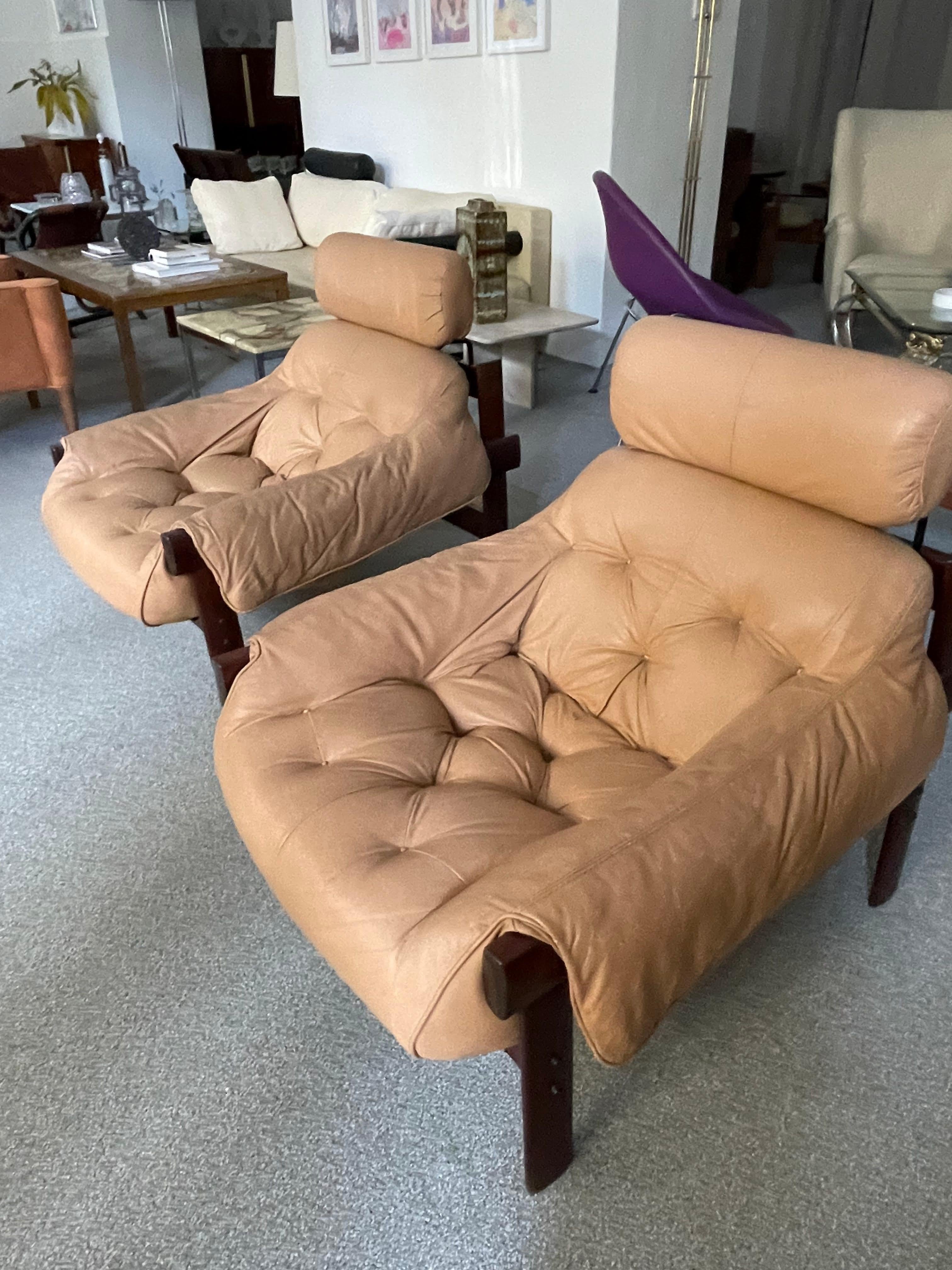 1'st Series Percival Lafer MP-41  Brazilian Leather Lounge Chair In Good Condition In Debrecen-Pallag, HU
