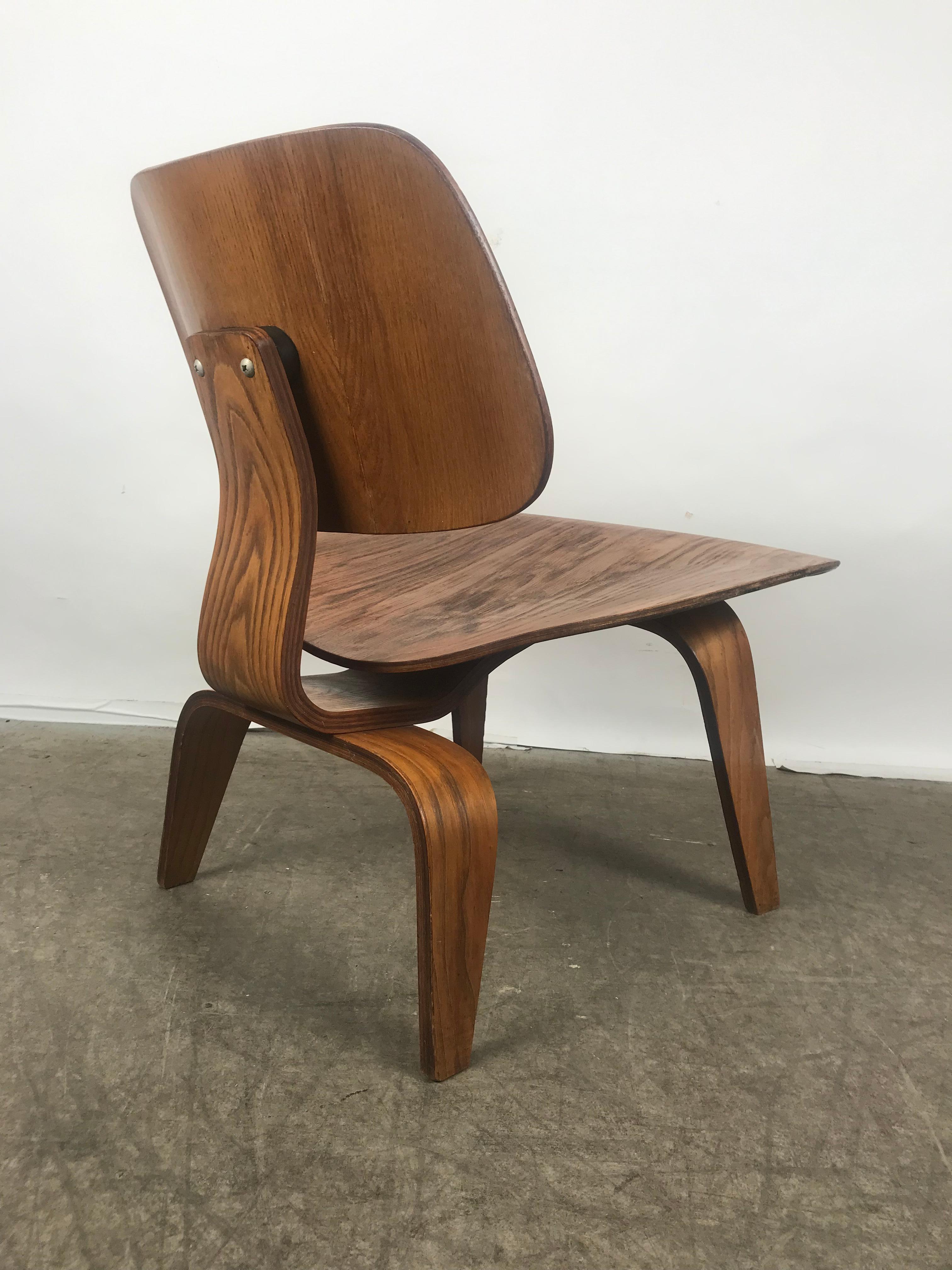 Mid-Century Modern 1st Year Production Charles Eames L C W 'Lounge Chair' Early Evans Label