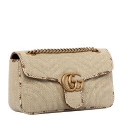 1stdibs Exclusive Gucci GG Marmont Shoulder Bag Braided Wicker & Python Trim