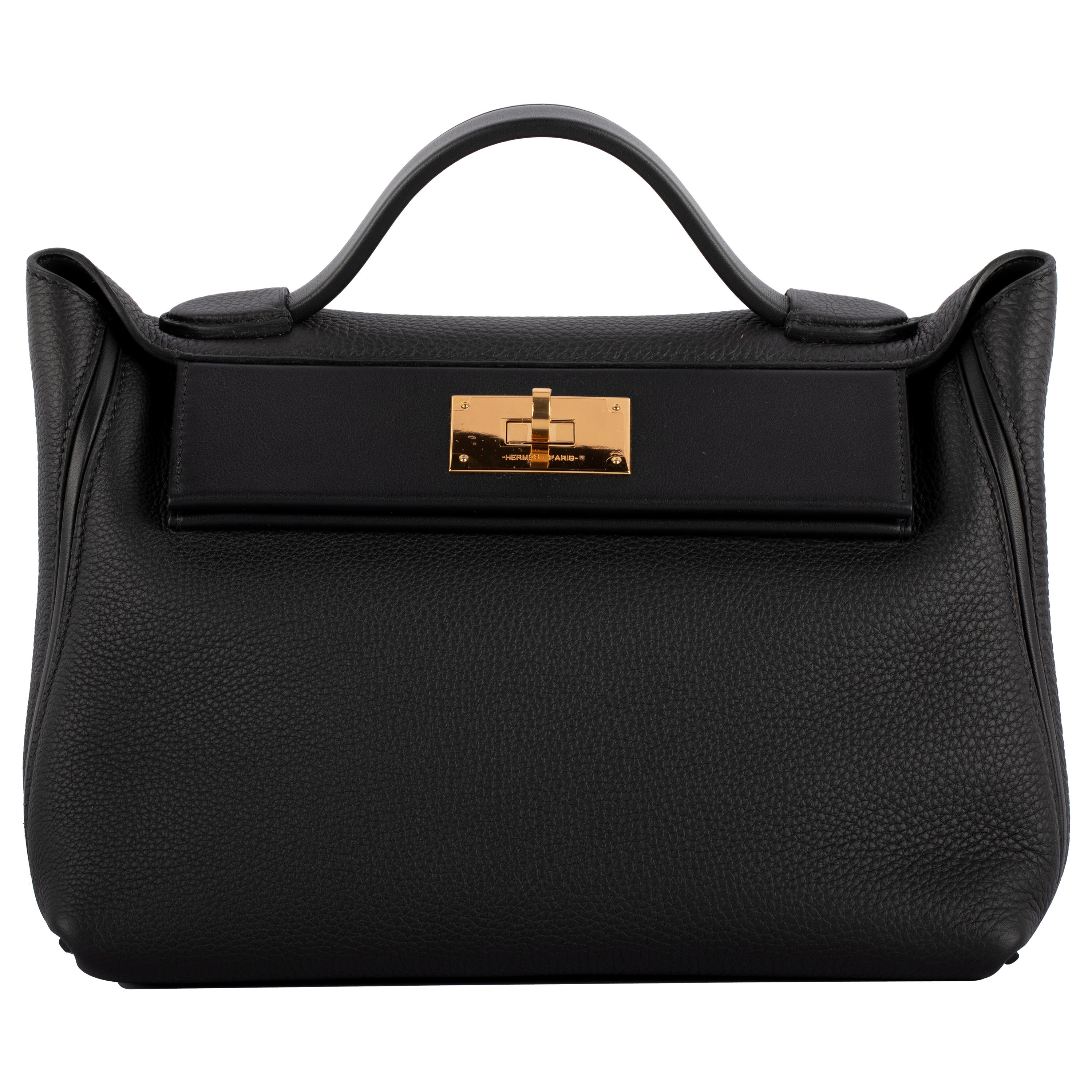 1stdibs Exclusive Hermes 2424 29cm Black Taurillon Maurice & Swift Gold Hardware For Sale