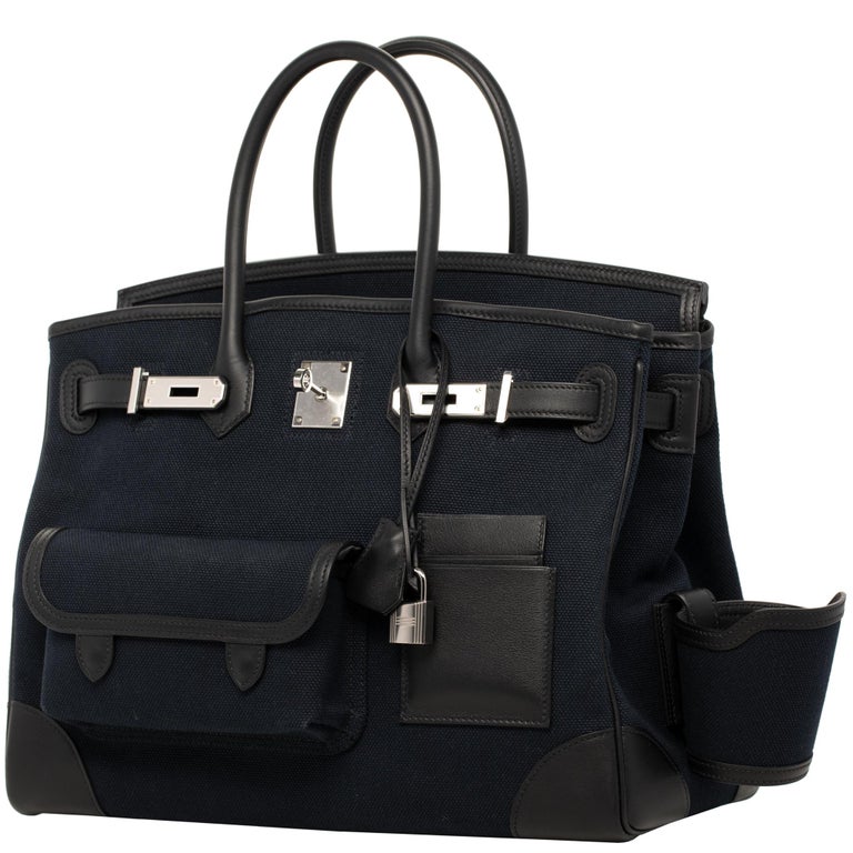 Black and Blue Marine Swift Leather and Canvas Cargo Birkin 35 Palladium  Hardware, 2020, Handbags & Accessories, 2021