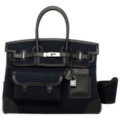 1stdibs Exclusive Hermes Birkin 35cm "Cargo" Blue Marine Swift & Toile Canvas