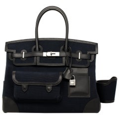 1stdibs Exklusive Hermes Birkin 35cm „Cargo“ Blaue Marine Swift & Toile Leinwand 