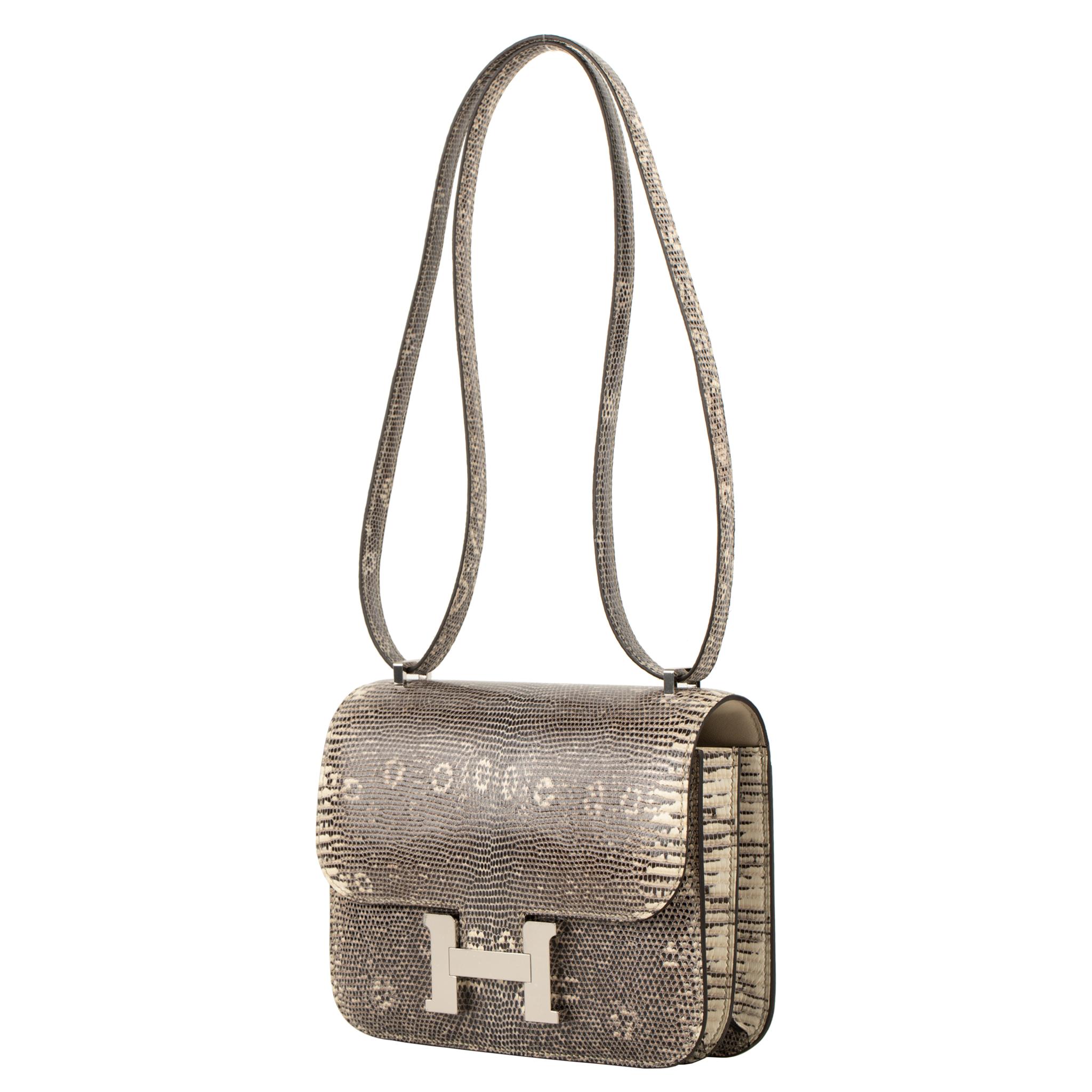Gray Hermès Constance 18cm Mini Ombré Lizard Palladium Hardware For Sale