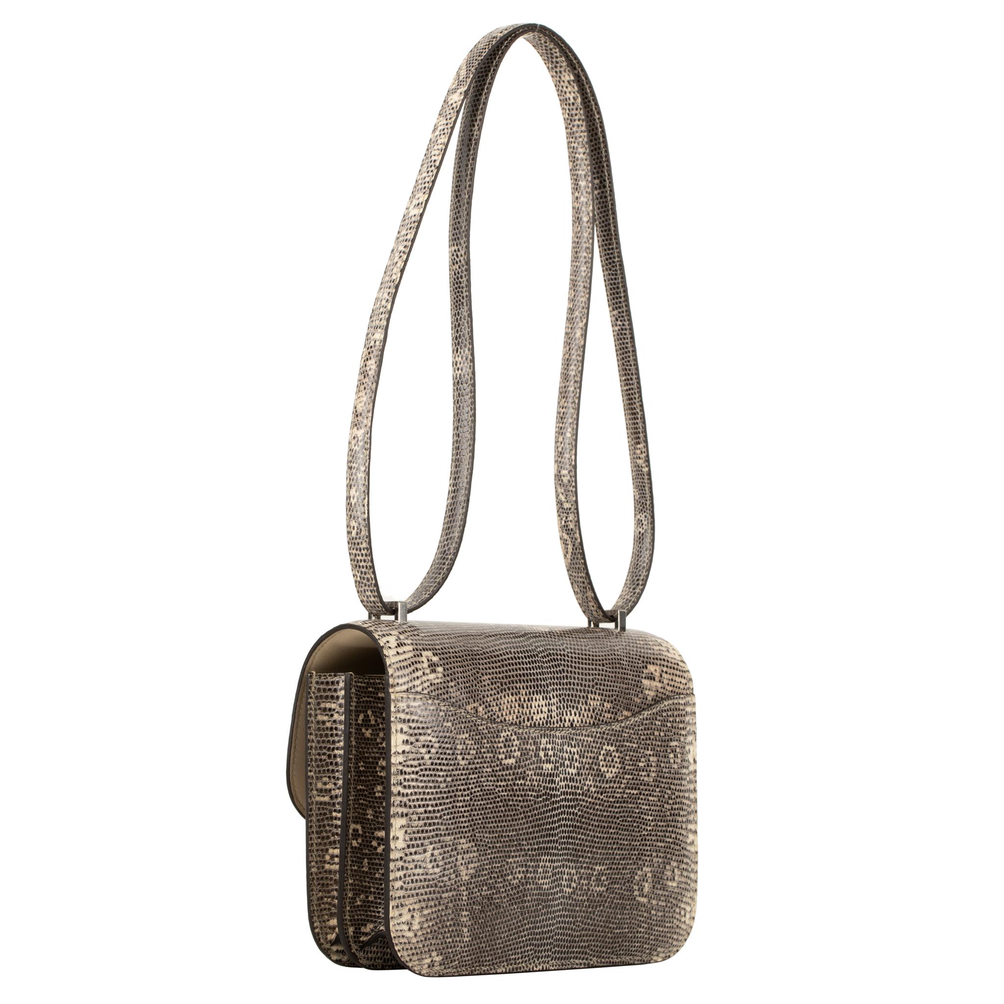 Women's or Men's Hermès Constance 18cm Mini Ombré Lizard Palladium Hardware For Sale