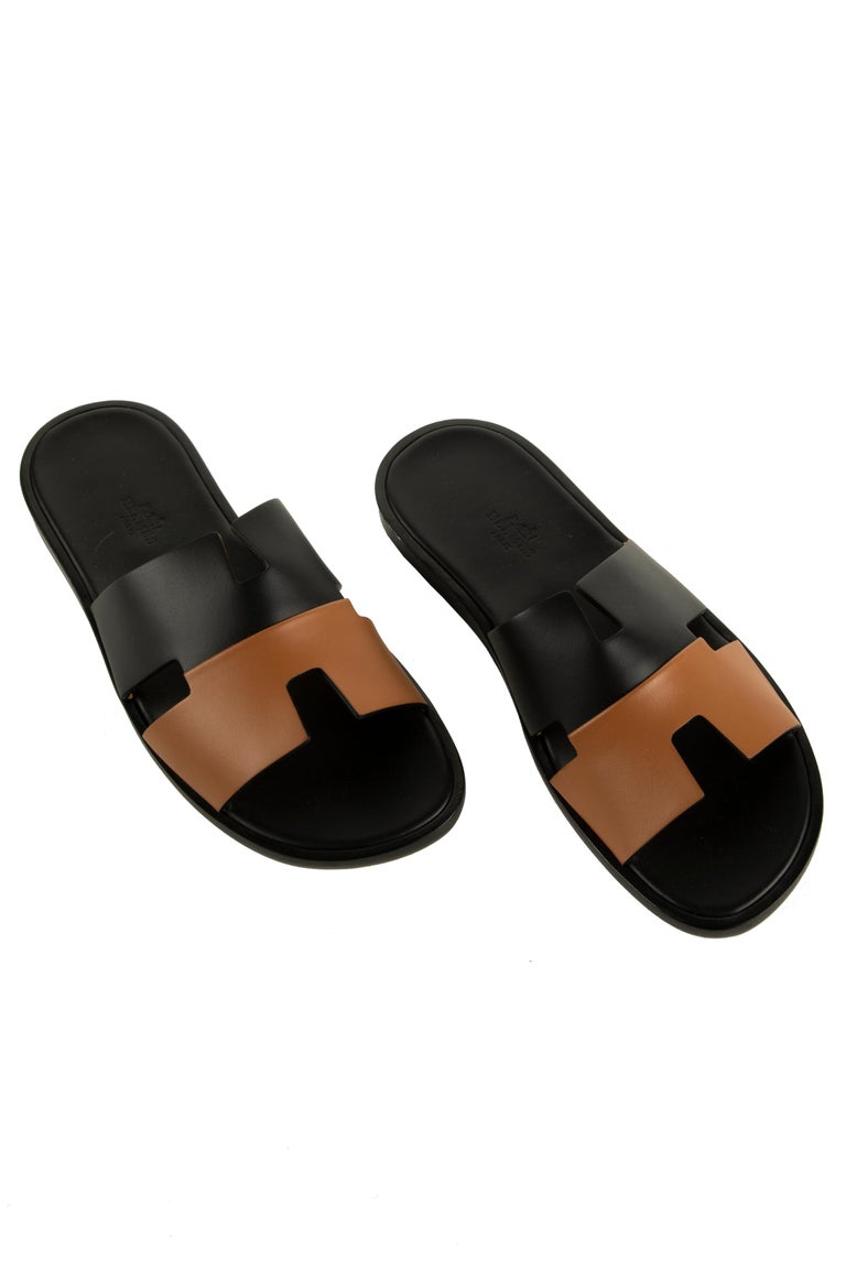 Izmir leather sandals Hermès Black size 43 EU in Leather - 33389387