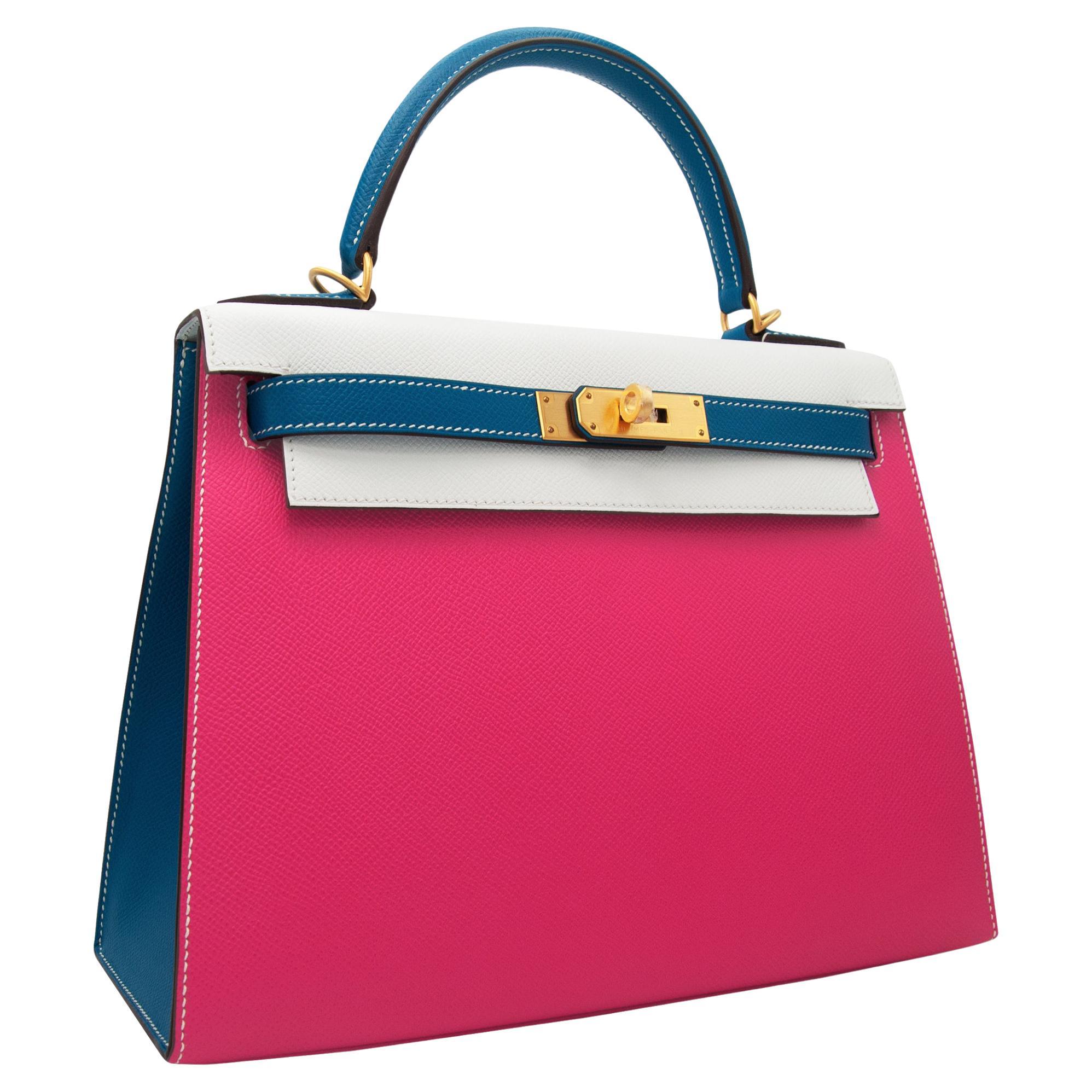 1stdibs Exklusive Hermès Kelly 28cm Tri-Color Epsom Leder Gebürstetes Gold