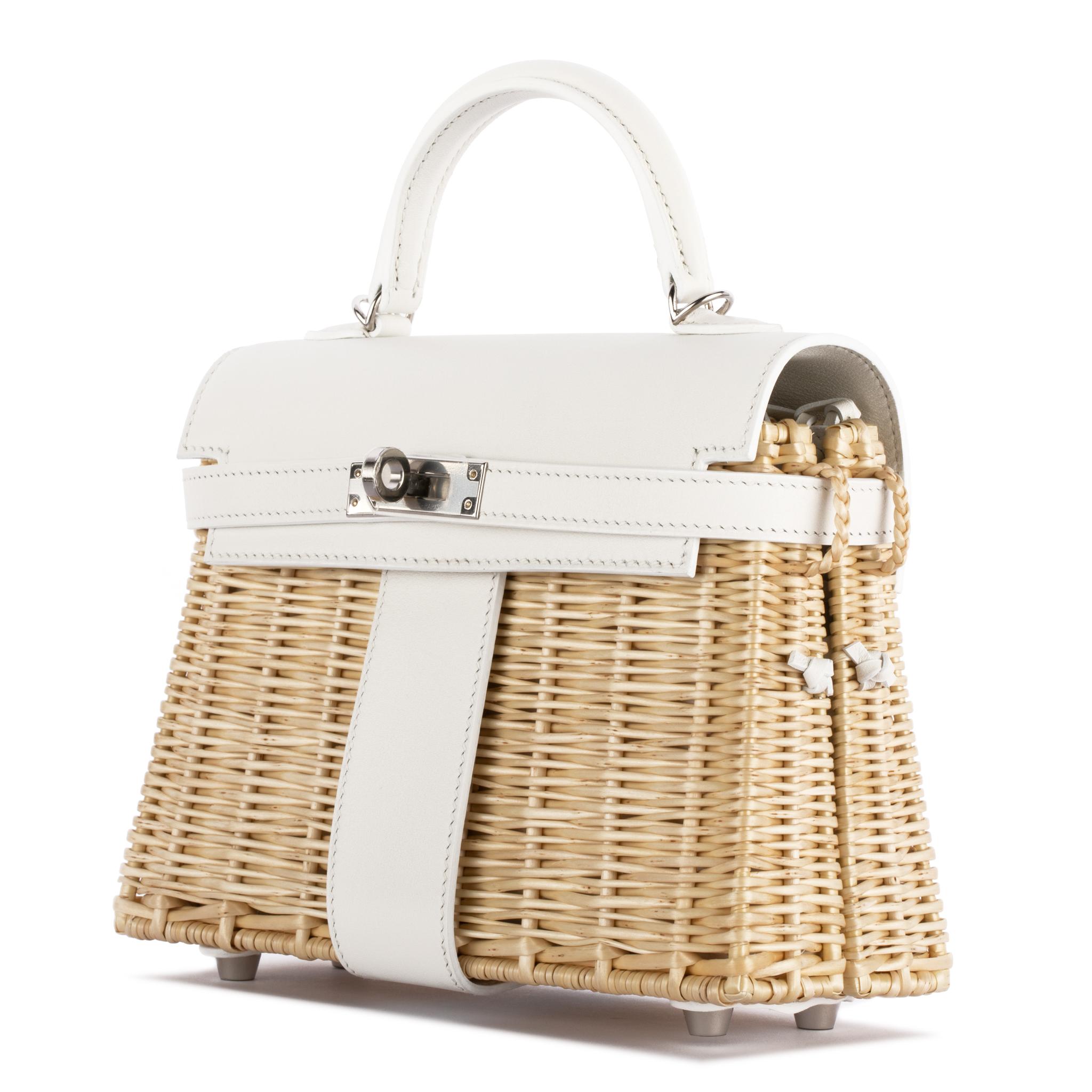 1stdibs Exklusive Hermès Kelly Mini Picknick Weiß Swift Leder Palladium im Zustand „Neu“ in Sydney, New South Wales