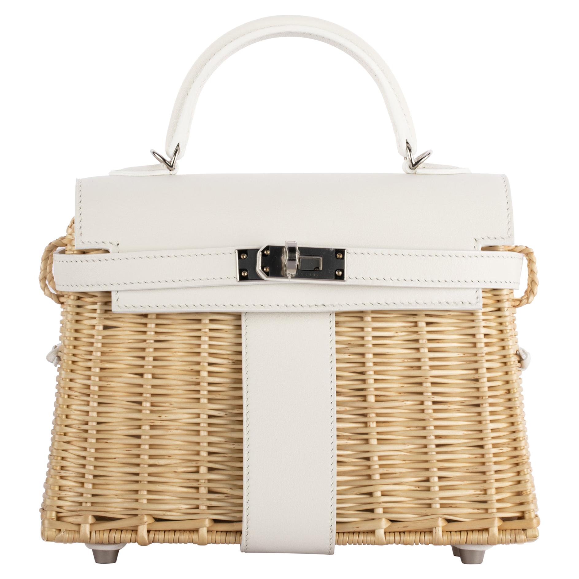 1stdibs Exclusive Hermès Kelly Mini Picnic White Swift Leather Palladium