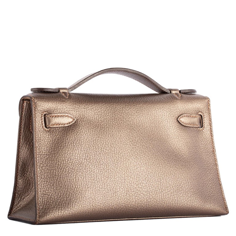 Brand New Hermes Kelly Pochette Bag Mini Swift Glycine at 1stDibs