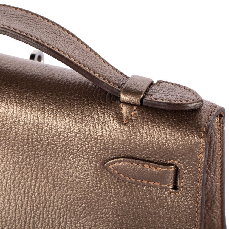 Hermes kelly pochette chevre dark chocolate Silver Hardware 22cm Full  HandmadeAuthentic quality - lushenticbags