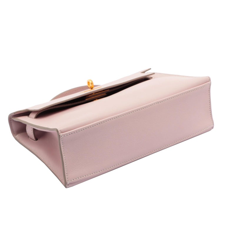 Hermes Rose Dragee Swift Leather Kelly Longue Clutch Bag with, Lot #58134