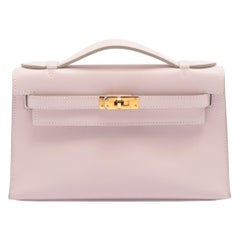 Hermes H049417 Pochette Kelly Mini Gris Meyer / CC0L Swift Tote