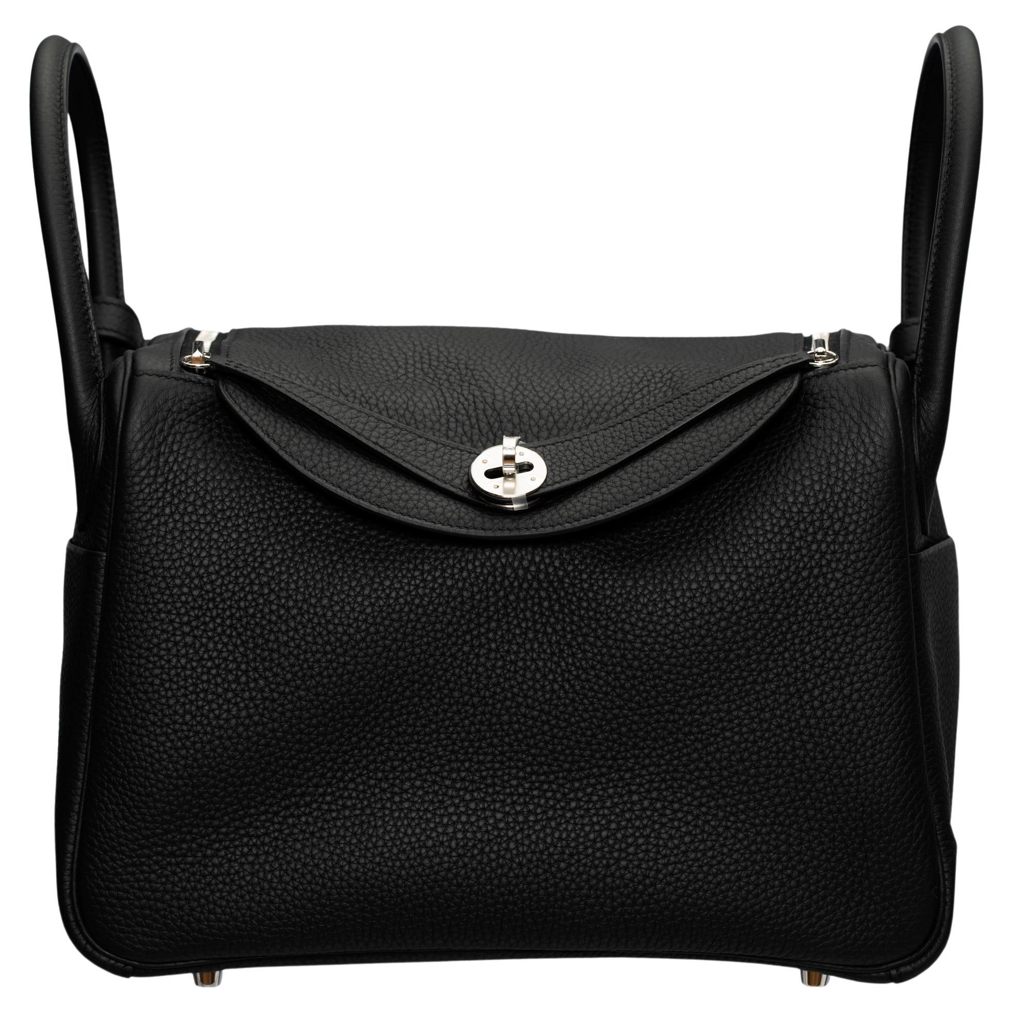 1stdibs Exclusive Hermes Lindy 30cm Black Clemence Leather Palladium  Hardware For Sale at 1stDibs